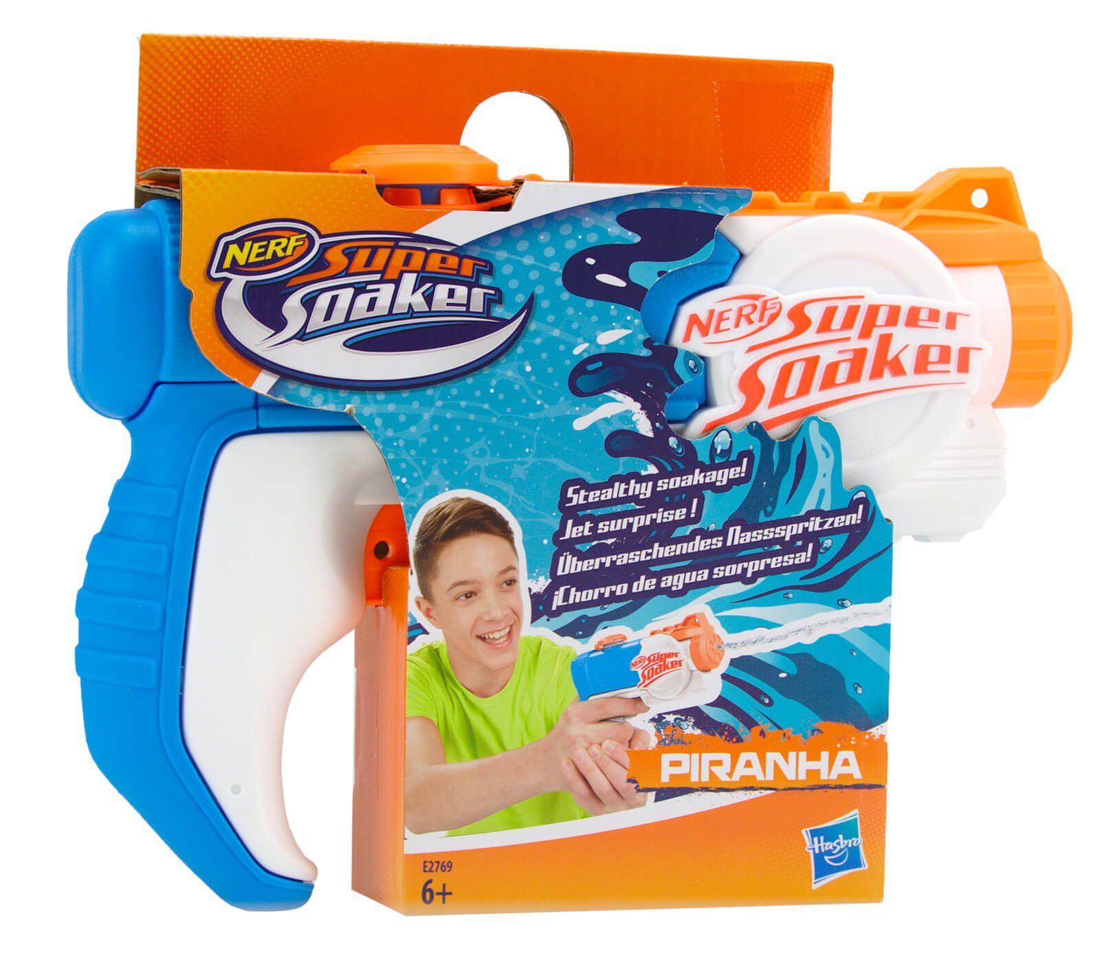 Nerf Wasserpistole NERF Super Soaker Kinder Wasserpistole Wasserspritze Piranha Hasbro, Kompakt, einhändiges Schießen
