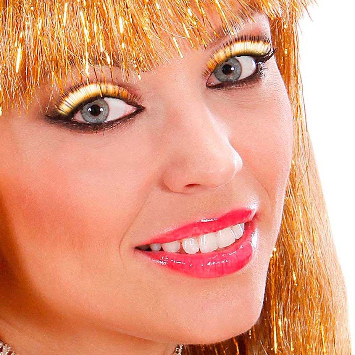 Widmann S.r.l. Bandwimpern Wimpern Gold Metallic mit Klebstofftube