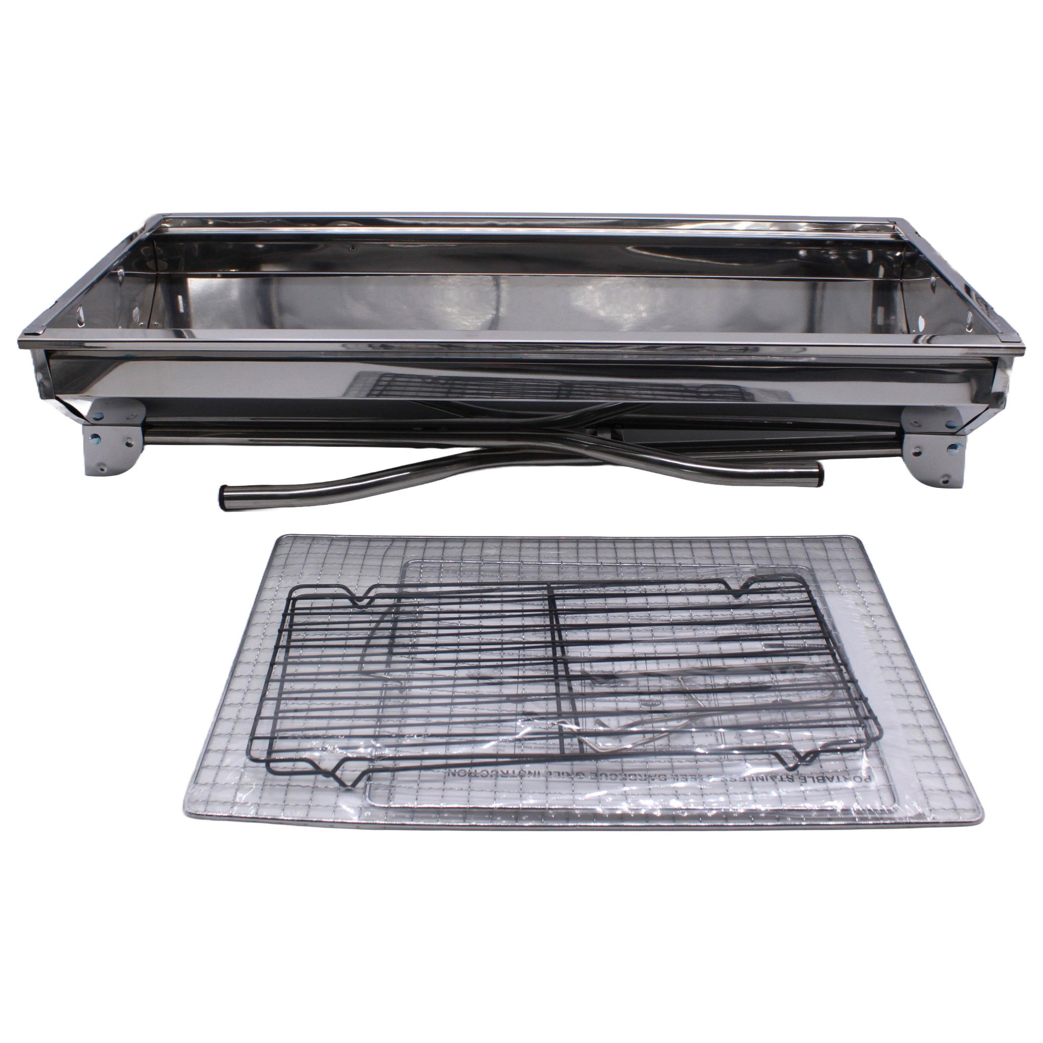IMEX Standgrill IMEX tragbarer BBQ Grill Edelstahl 8-teilig 69x29cm