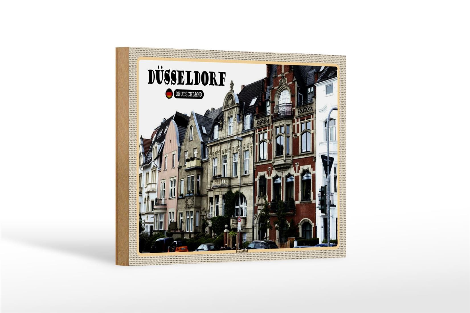 Holzbild Städte Düsseldorf Pempelfort Deutschland 18x12 cm