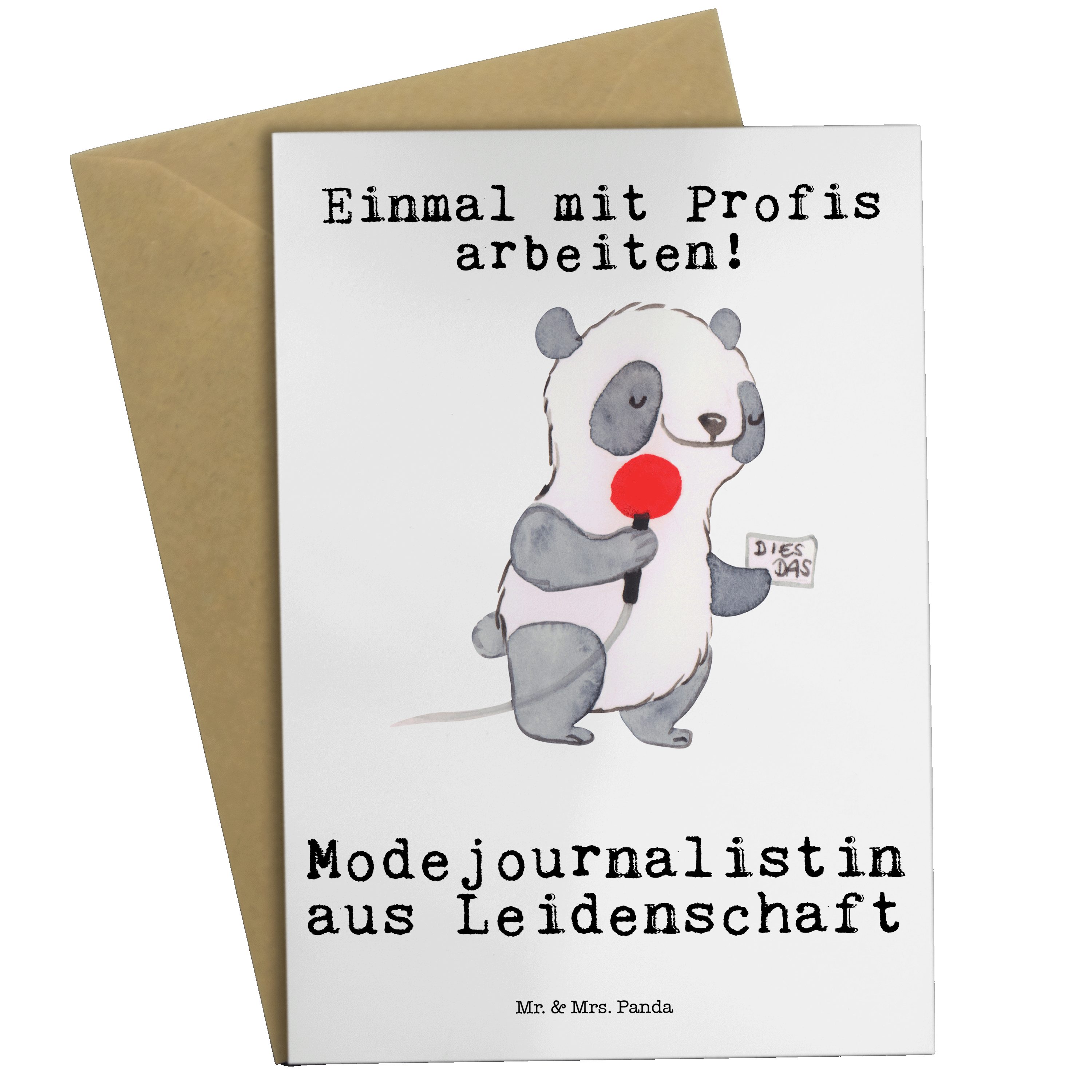 aus Weiß & Modejournalistin Geschenk, Panda Leidenschaft Redakteurin, - Grußkarte - Aus Mr. Mrs.