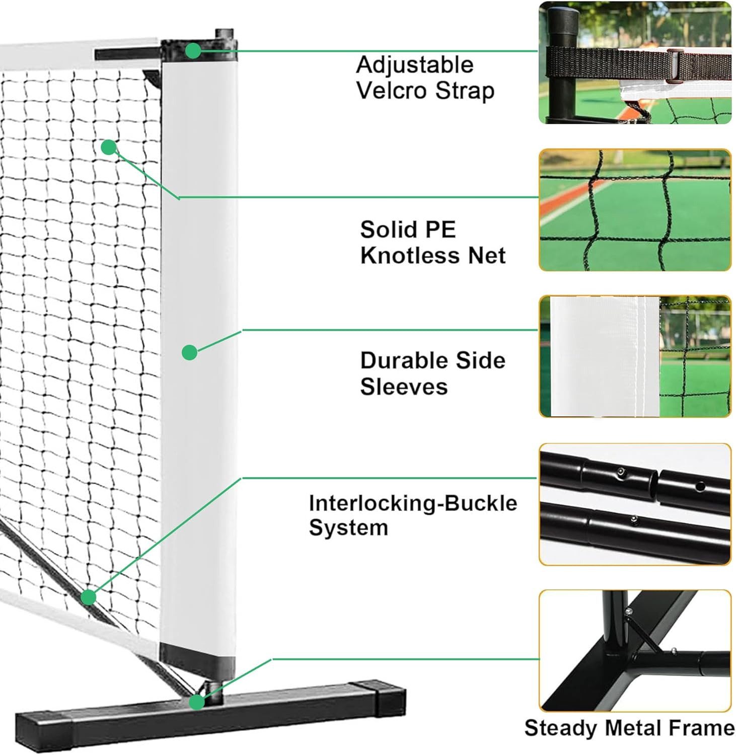 GarveeMore Pickleballnetz 6,7m Tragbares Pickleball-Netzsystem mit Metallrahmen