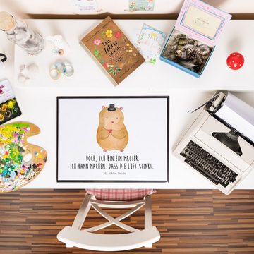 Mr. & Mrs. Panda Schreibtischunterlage Hamster Hut - Weiß - Geschenk, Gute Laune, Tiermotive, Schreibunterla, (1 tlg)
