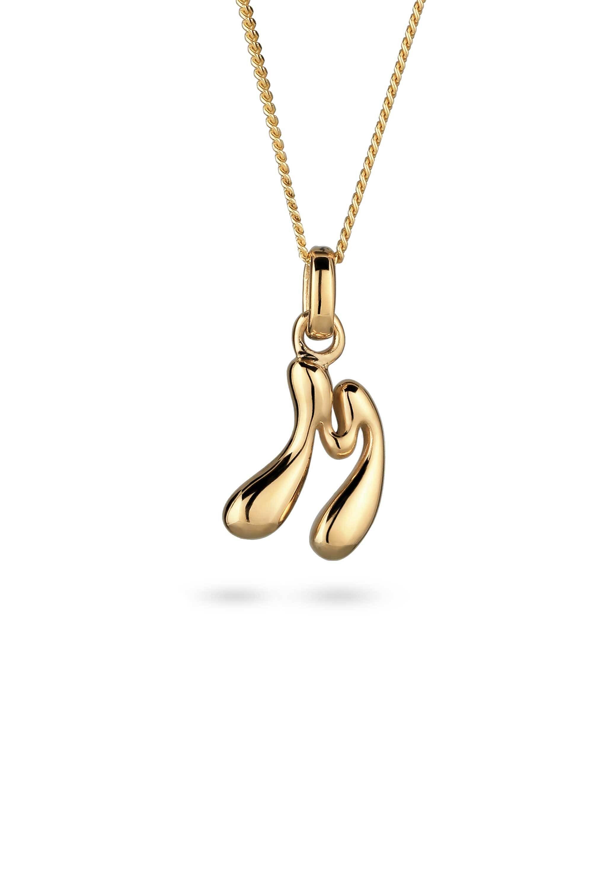 Elli Kette mit Anhänger Melted Buchstabe M 925 Sterling Silber