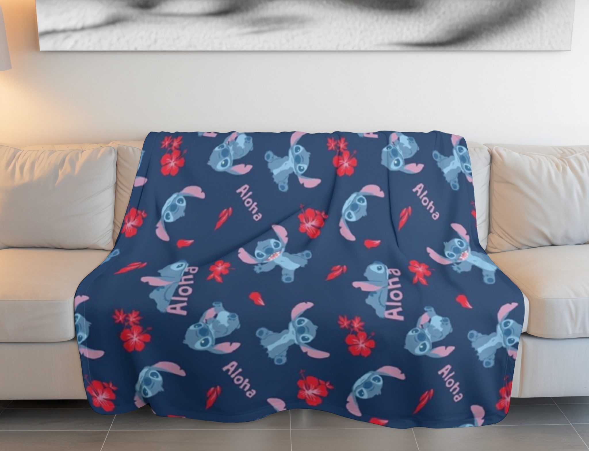 Wohndecke Set 110x150 cm – Flauschige Decke, Lilo & Stitch