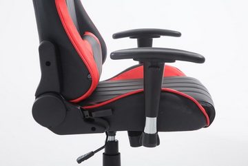 TPFLiving Gaming-Stuhl Shiva 2 mit bequemer Rückenlehne - höhenverstellbar und 360° drehbar (Schreibtischstuhl, Drehstuhl, Gamingstuhl, Racingstuhl, Chefsessel), Gestell: Kunststoff schwarz - Sitzfläche: Kunstleder schwarz/rot