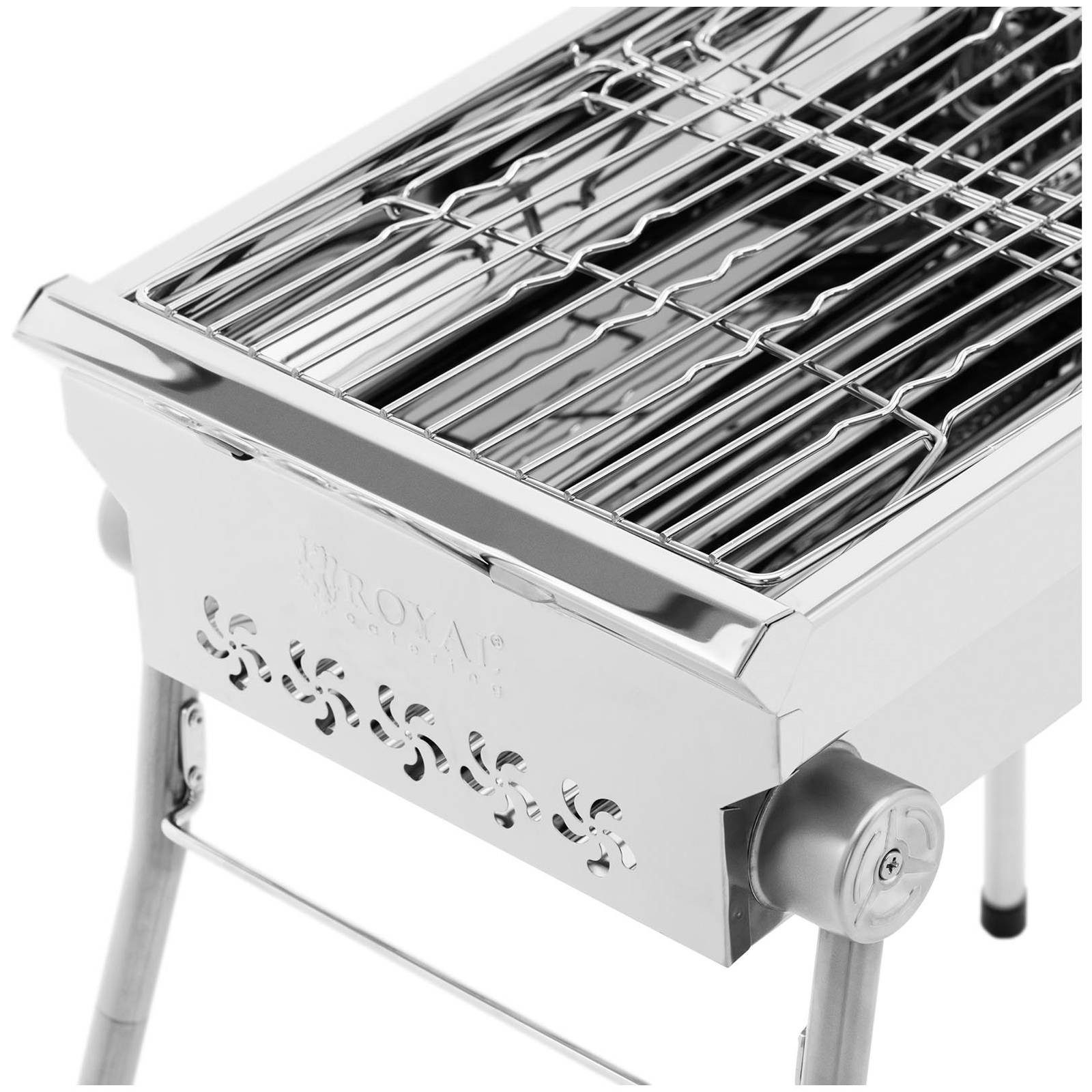 Royal Catering Holzkohlegrill Holzkohlegrill klappbar 43 x 25 cm Edelstahl, verzinkter Stahl