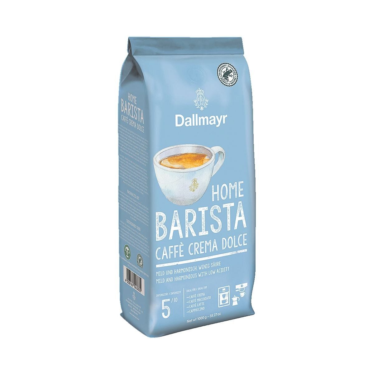 DALLMAYR Kaffee Home Barista Caffè Crema Dolce, 1000 g, ganze Bohnen