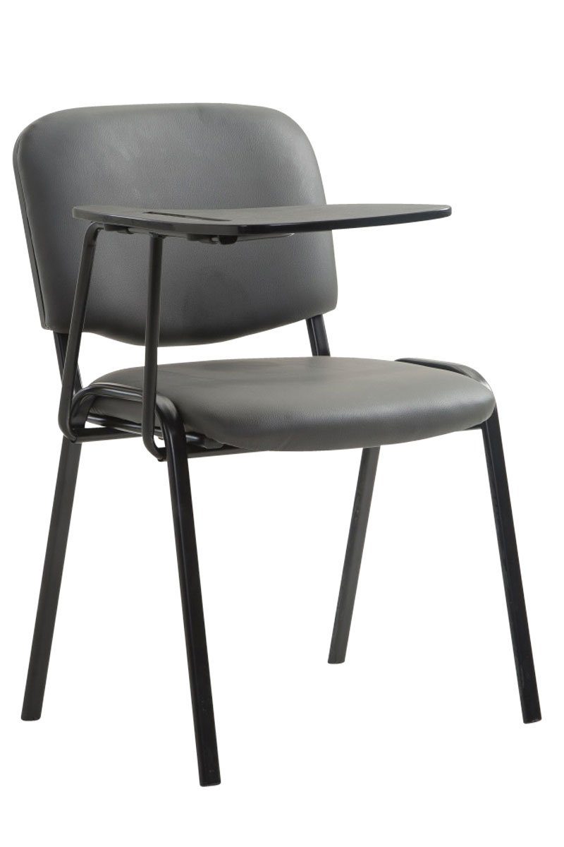 TPFLiving Besucherstuhl Keen mit hochwertiger Polsterung - Konferenzstuhl (Besprechungsstuhl - Warteraumstuhl - Messestuhl), Gestell: Metall schwarz - Sitzfläche: Kunstleder grau