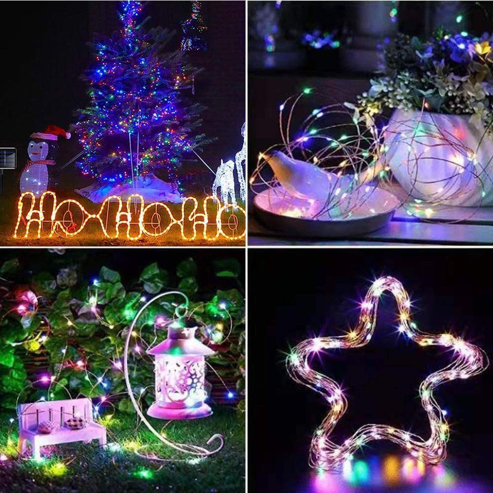 Dedom LED Solarleuchte 50/100 Geeignet Solar-Lichterketten, 7/12 für Lichter, Garten, LED Kupferdraht bunt Lampe, Party Baum, M Hochzeit