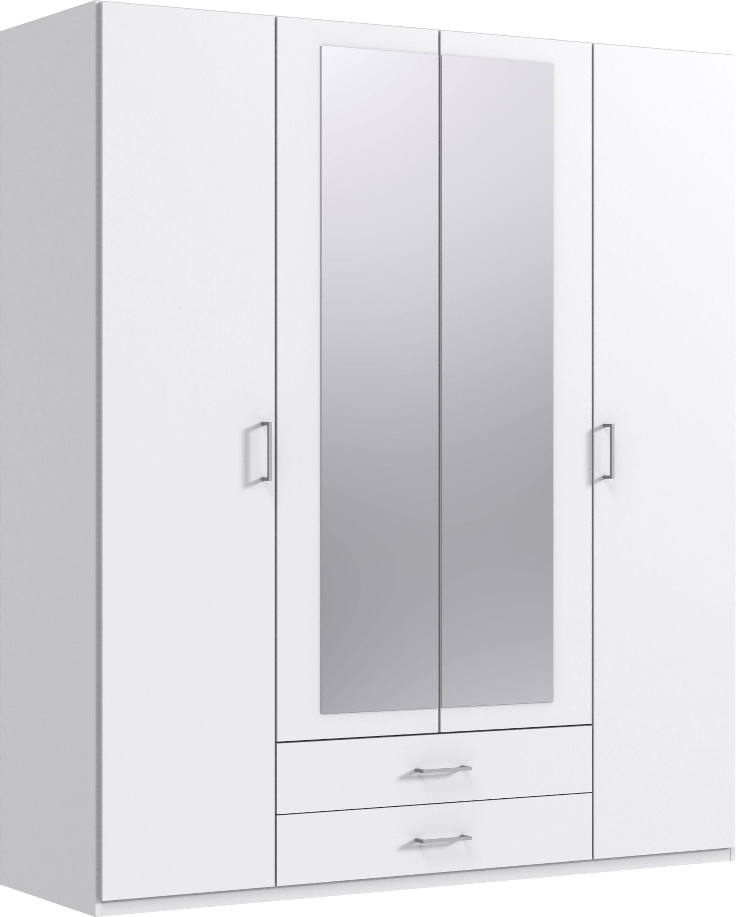 Wimex Drehtürenschrank Spiegeln mit | Gronau Schubladen Weiß und Weiß