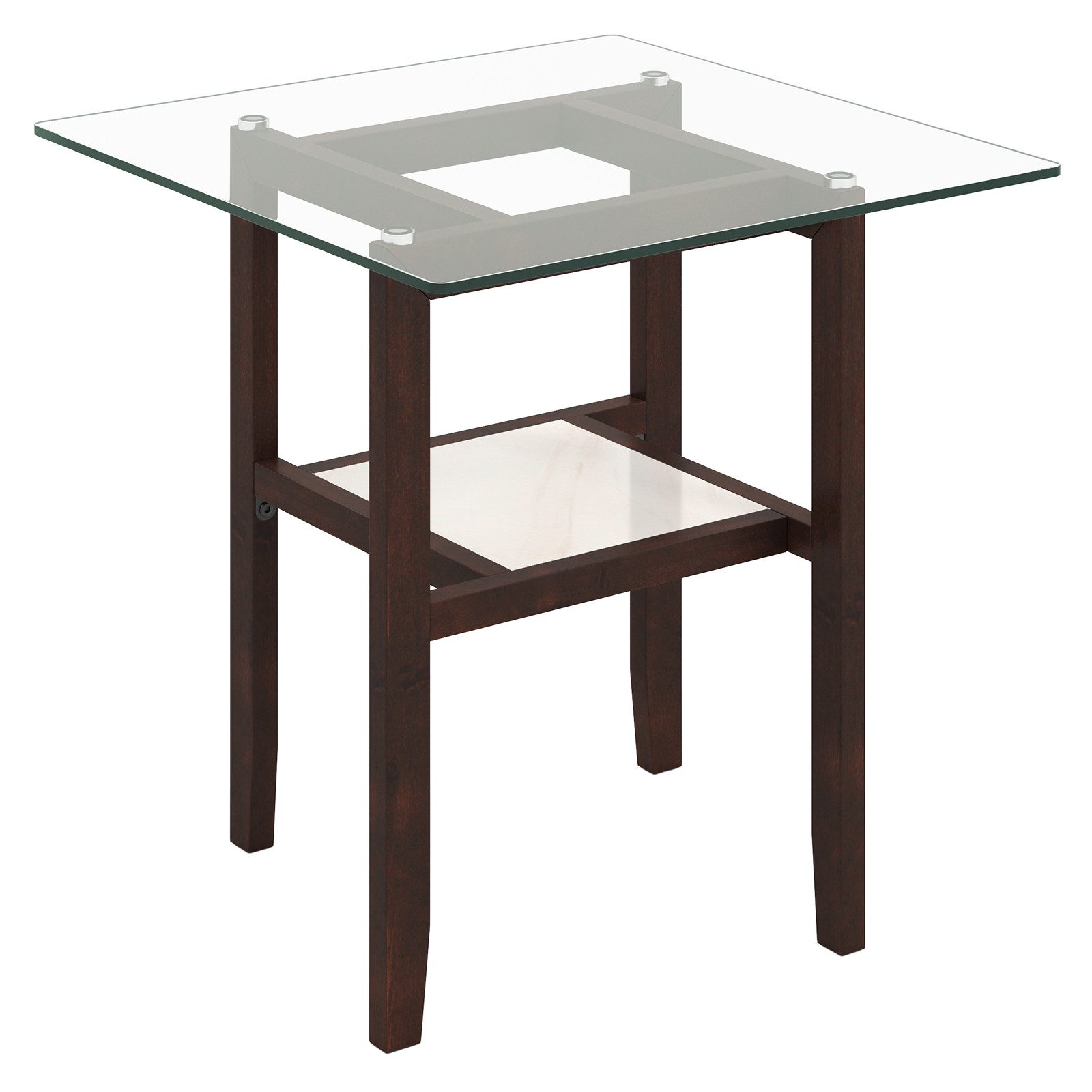 COSTWAY Couchtisch, aus Glas, Nachttisch mit Ablage, rechteckig,61x61x62cm