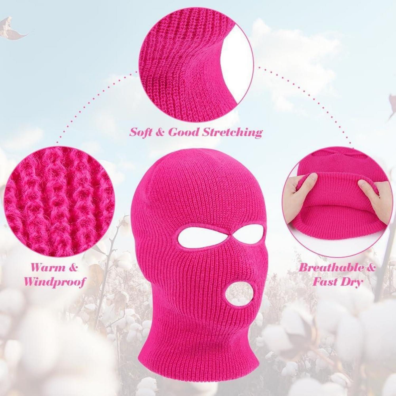LuxusKollektion Sturmhaube Balaclava 3 Loch Sturmmaske Sturmhaube #1 Rosarot Einheitsgröße