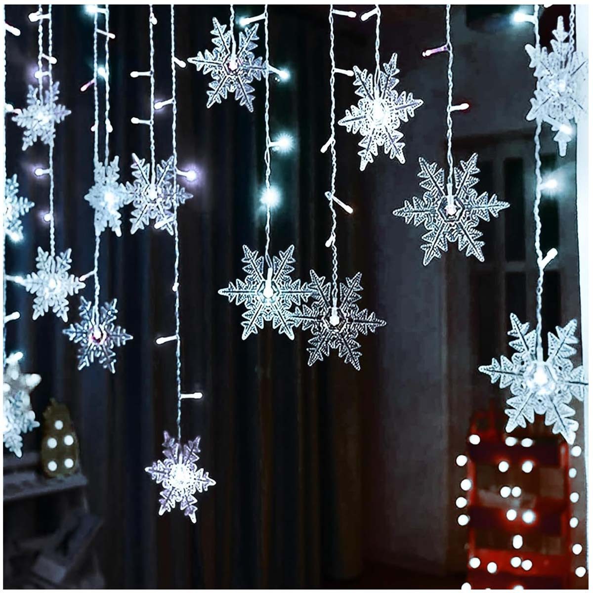 Qualra Lichtervorhang 96LEDs Schneeflocke Lichtervorhang Weihnachtsbeleucht günstig online kaufen