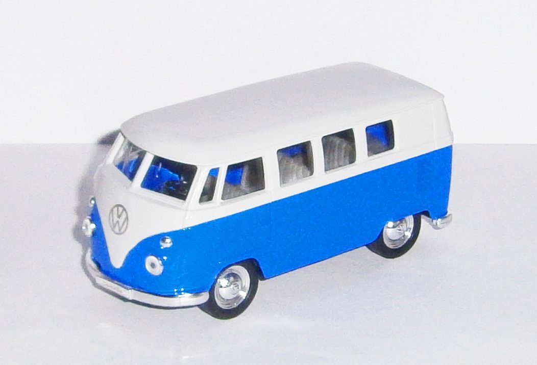 Welly Modellbus VOLKSWAGEN T1 Bus 1963 VW Modell Metall Modellauto 08 (Blau), Modellbus Spielzeugauto Auto Kinder Geschenk