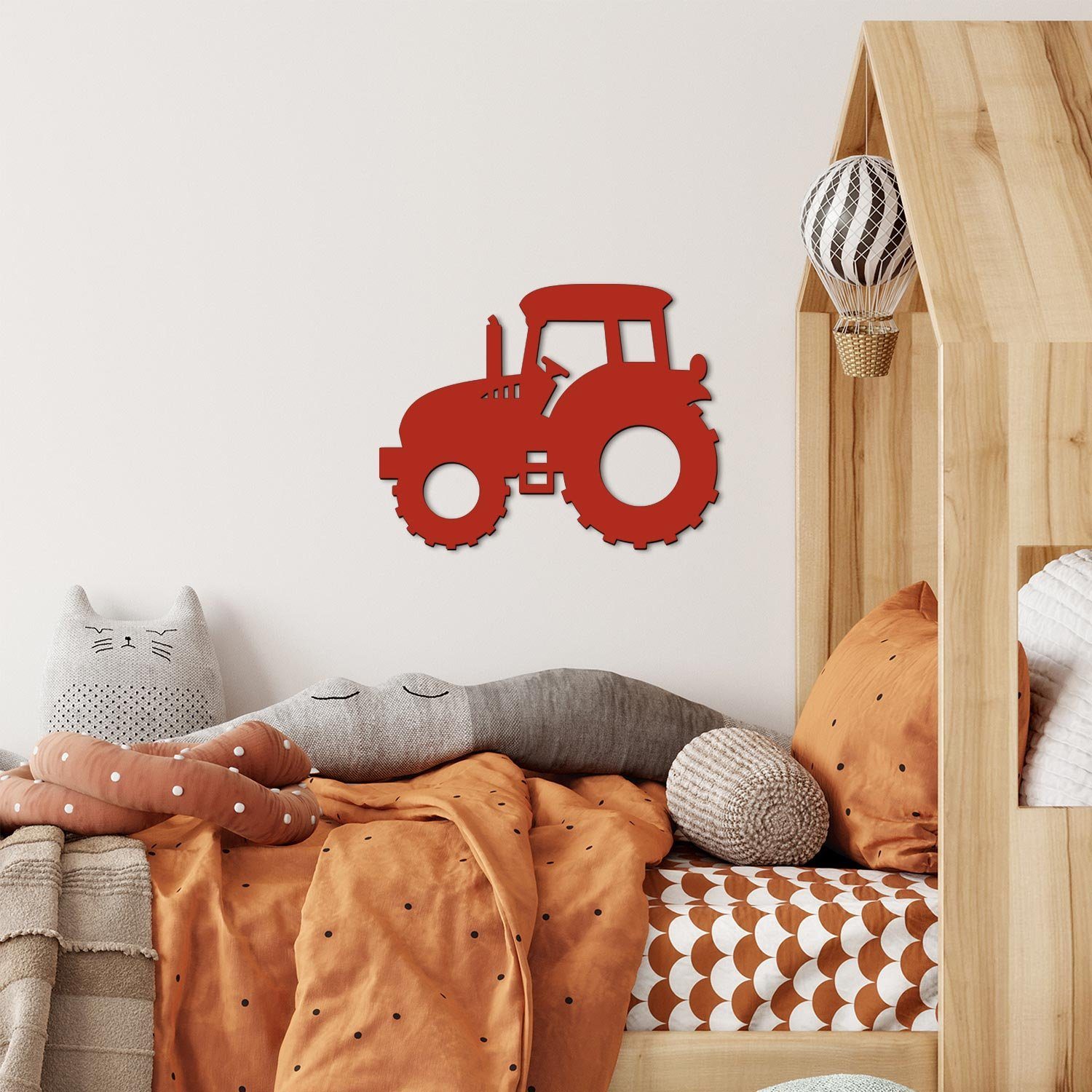 Holz integriert, LED LED LED Zugschalter, Warmweiß Kinderzimmer, Traktor Orange Ohne Deko fest Dekolicht Namofactur