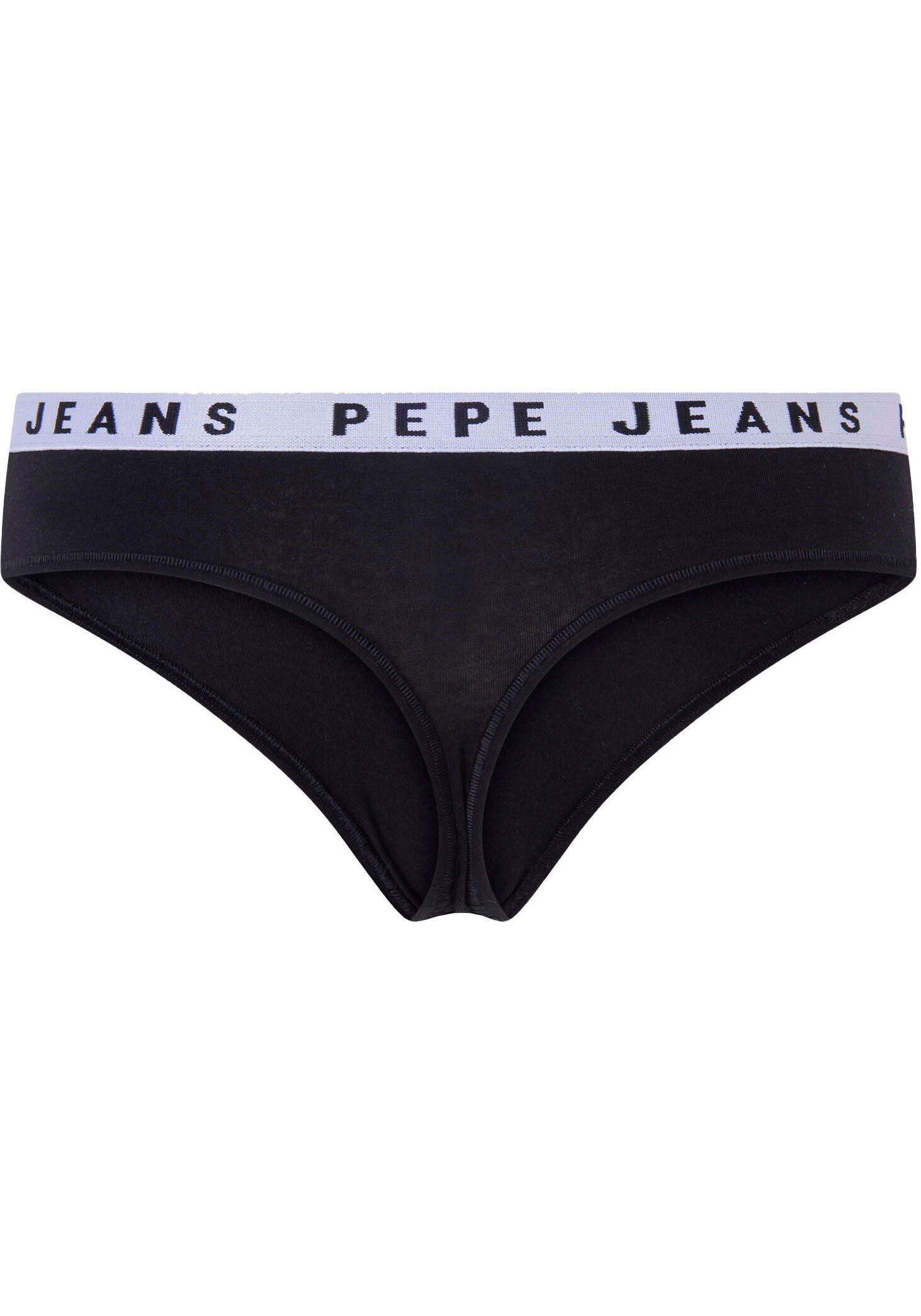 Jeans String Pepe Thong Logo schwarz