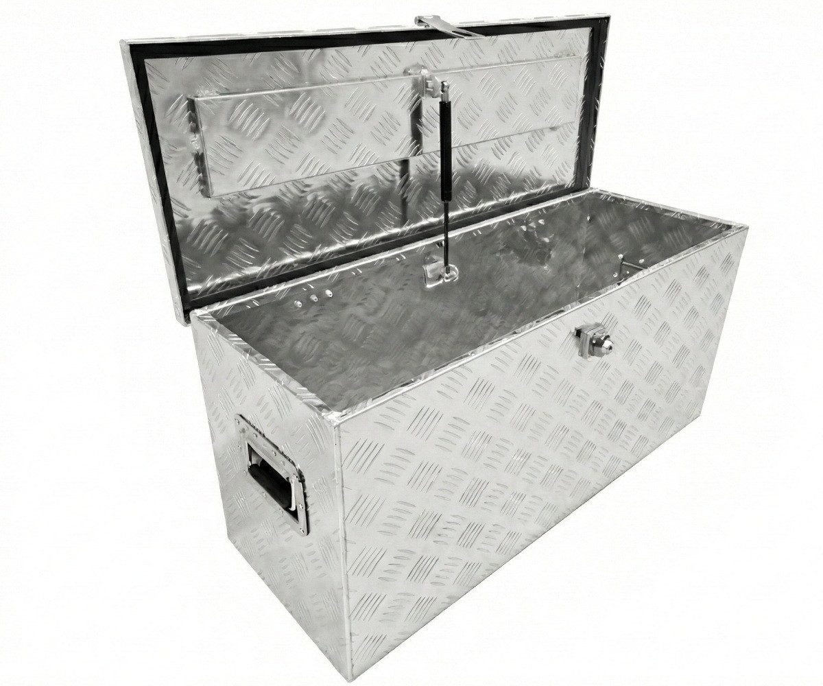 Systafex® Anhänger-Deichselbox Alu Deichselbox 88,5cm mit Griffen und abschließbar (1 St), Schloss, Dämpfer, Griffe
