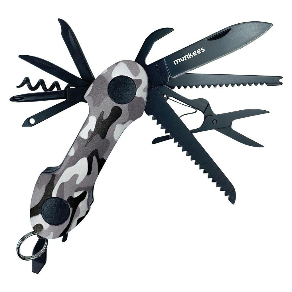 Munkees Universalmesser Multitool Taschenmesser Camou in Grau für Alltag, Outdoor und Reise, (Einzelartikel), kompakt, robust, alltagstauglich