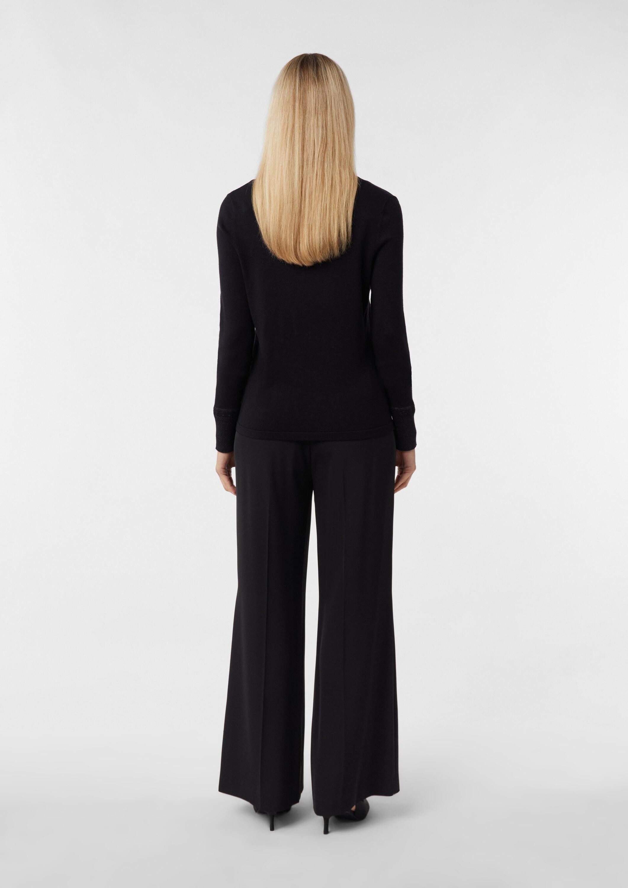 comma Longpullover Strickpullover Feinstrickpullover mit Glitzergarn-Details