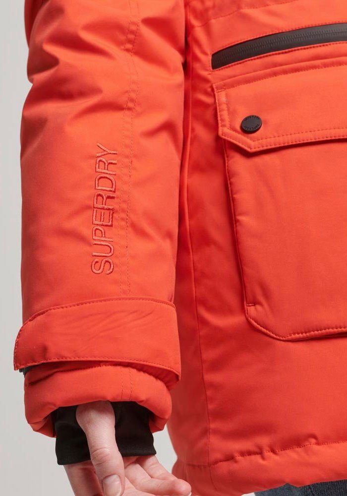 Superdry Steppjacke Red PARKA CITY vielen Details PADDED mit JACKET Sunset