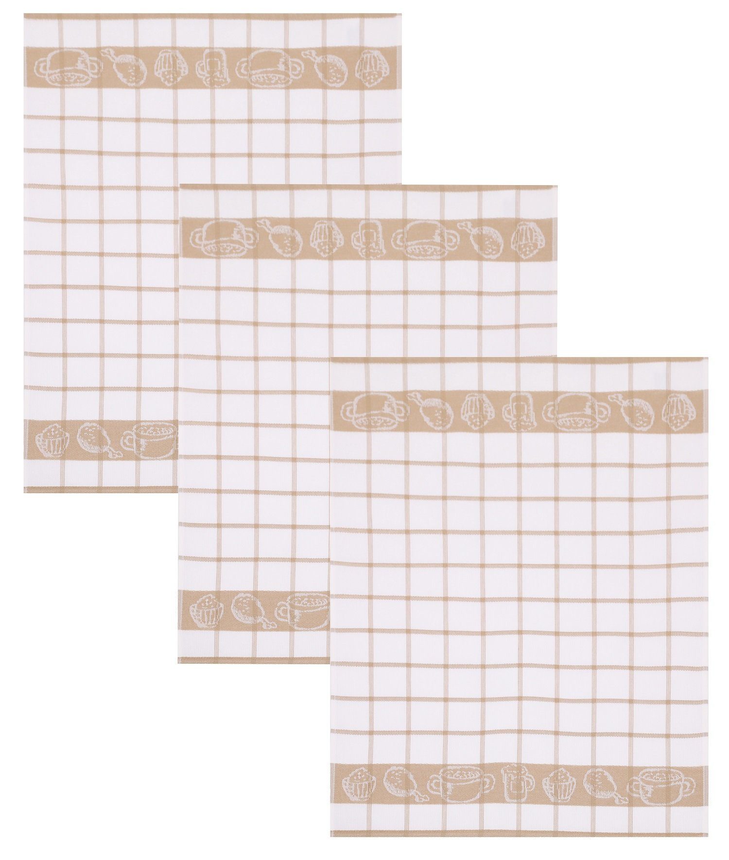 Betz Geschirrtuch 3 TLG. Küchentücherset Guten Appetit II. Größe:50x70 cm Farbe: braun, (3-tlg), 3 Stück Küchentücherset