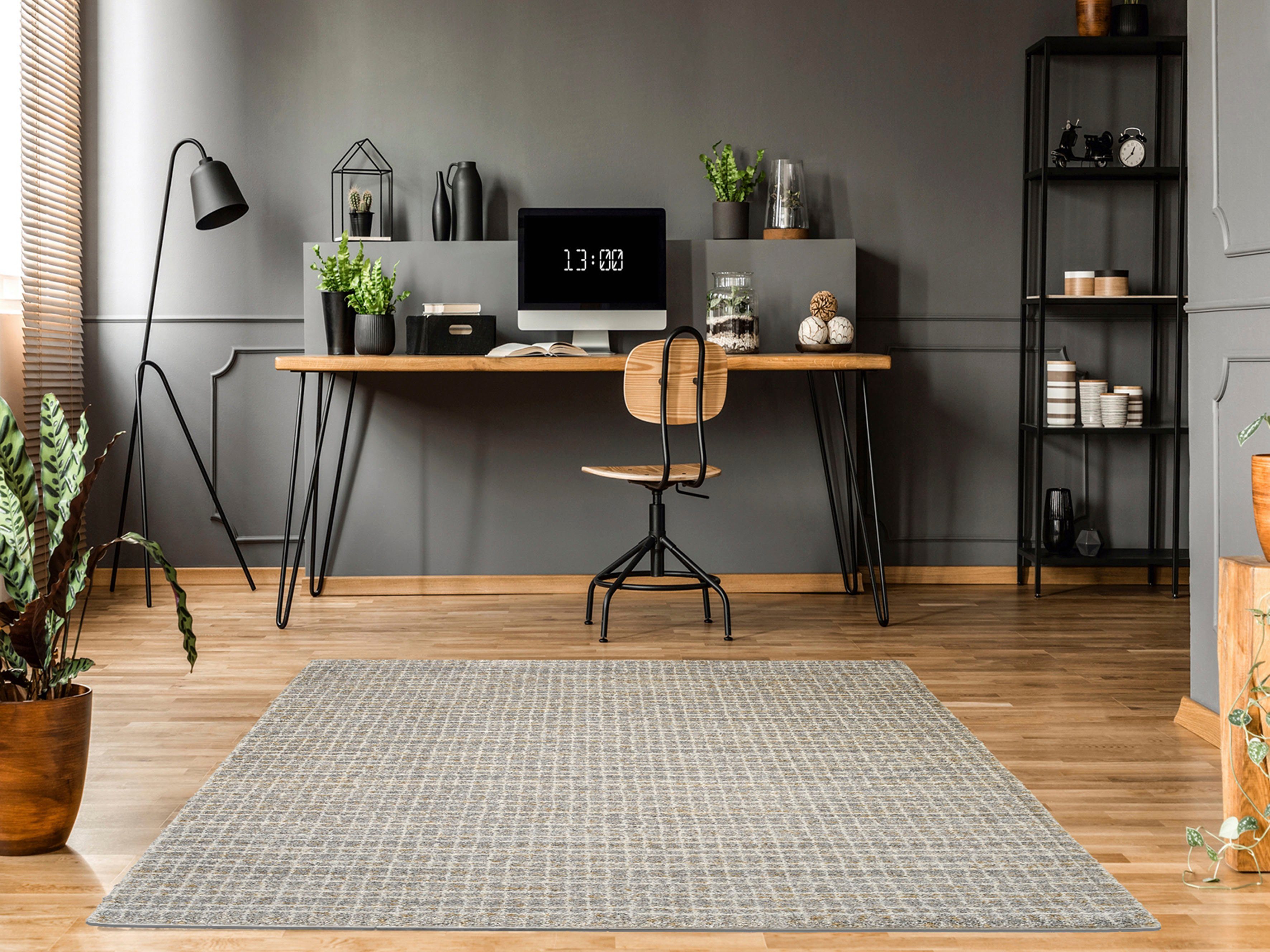 OCI DIE TEPPICHMARKE Teppich NEW VILLA GEO, rechteckig, Höhe: 20 mm, fein kariertes Design, Wohnzimmer