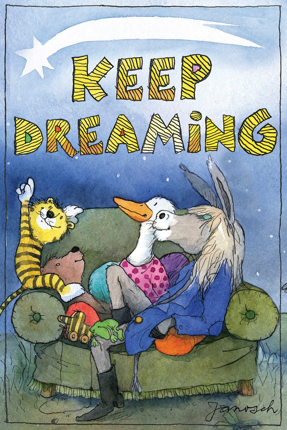 LuckyLinde Leinwandbild Der kleine Bär und der kleine Tiger mit Freunden, Bär, Bären, Ente, Enten, Figuren, Filmfiguren, Liebessprüche, Motivationsbilder, Natur, Schriftzug, Sprüche, Stern, Sterne, Teddy, Tiere, Tiger, little star (1 St), Exklusive JANOSCH Kindermotive