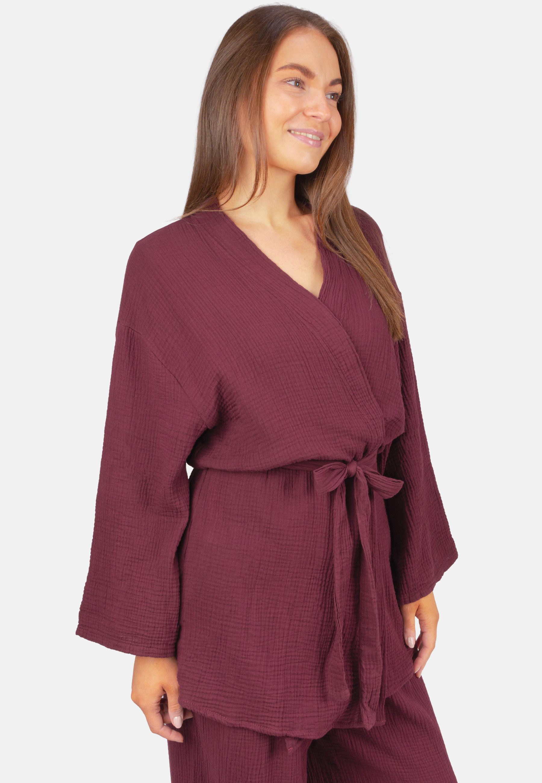 Seasons of April Blusenkimono KEHLANI MUSSELIN KIMONO (1-tlg) Damen Kimono Musselin mit Bindegürtel aus 100% Baumwolle