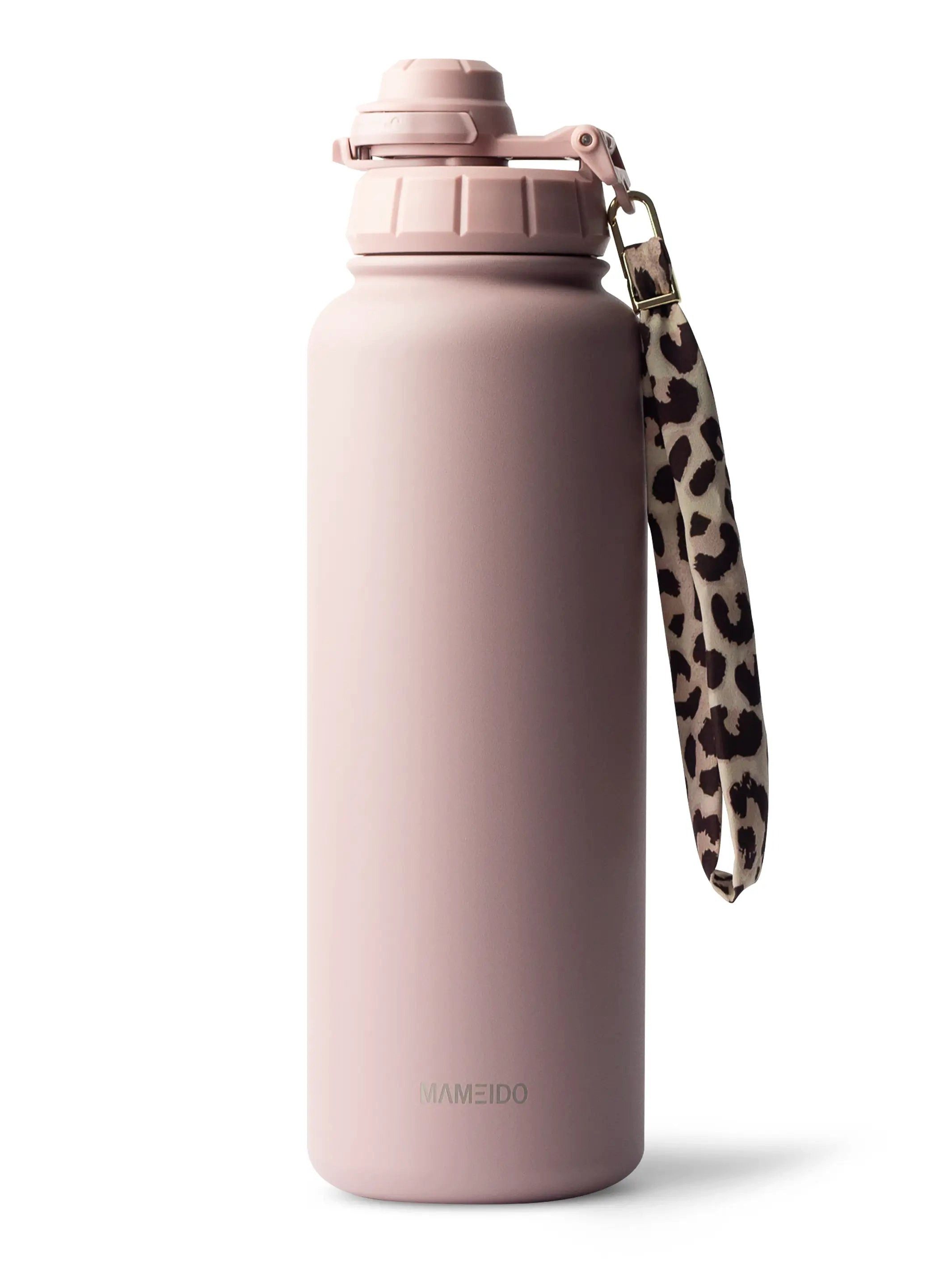 MAMEIDO Thermoflasche, mit 2-in-1 Deckel, Strohhalm und Handschlaufe in 500 ml, 700 ml & 1,2l