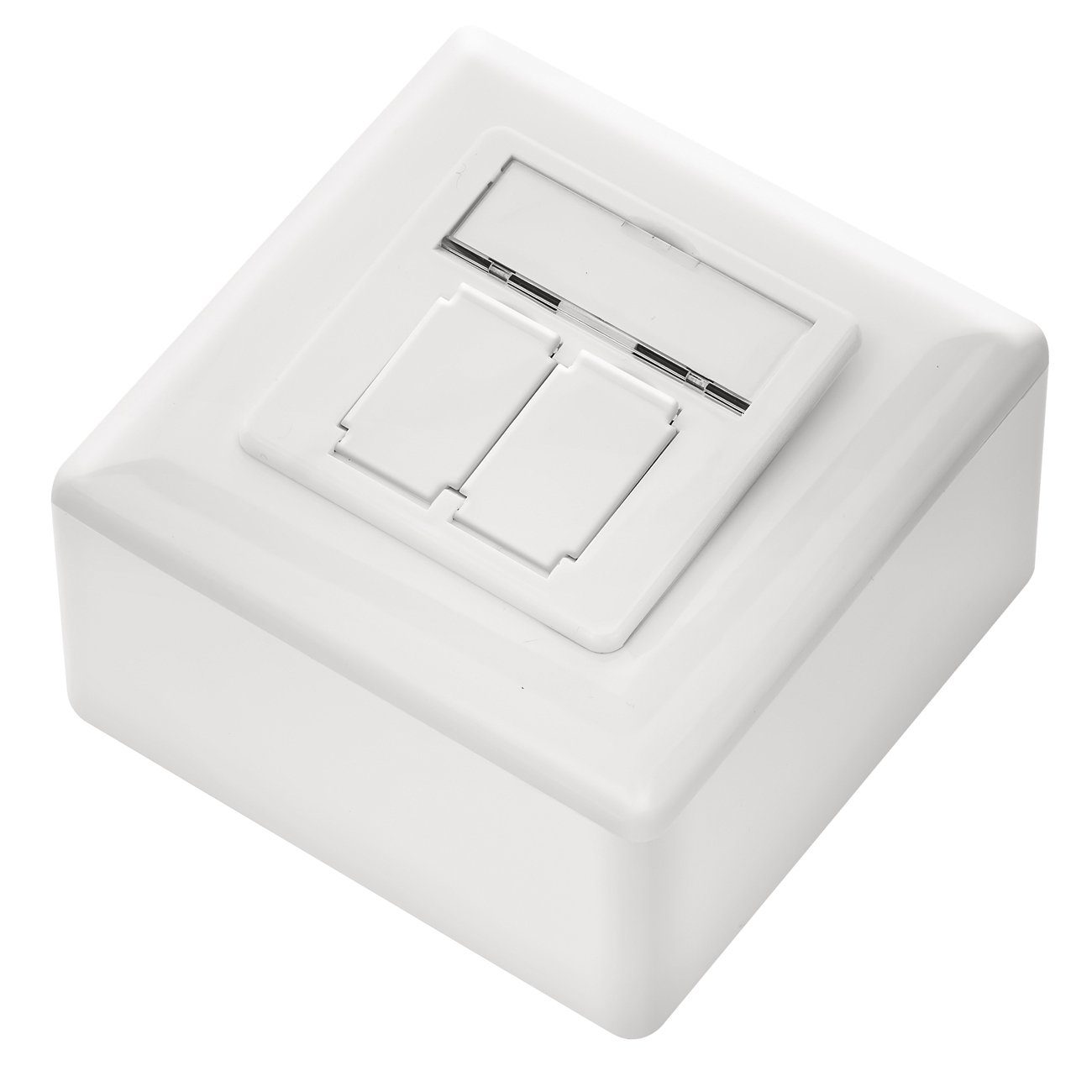 deleyCON deleyCON 1x CAT6 Netzwerkdose 2x RJ45 Port Geschirmt Aufputz Netzwerk-Adapter