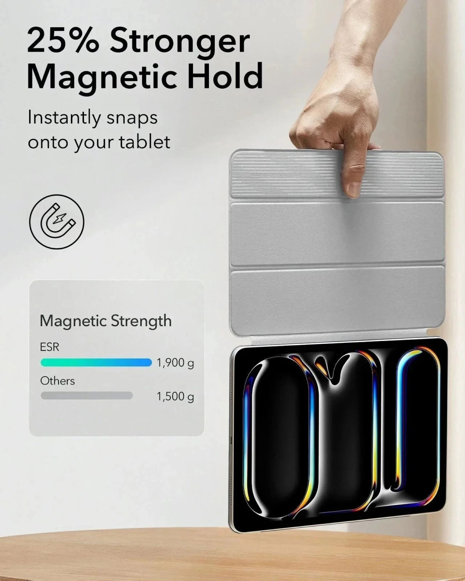 ESR Tablet-Hülle Rebound Magnetic Case für das Apple iPad Pro 13" (2025 & 2024) 13", Starke Magnete, langlebig, schlankes Design – Bild 2 von 5