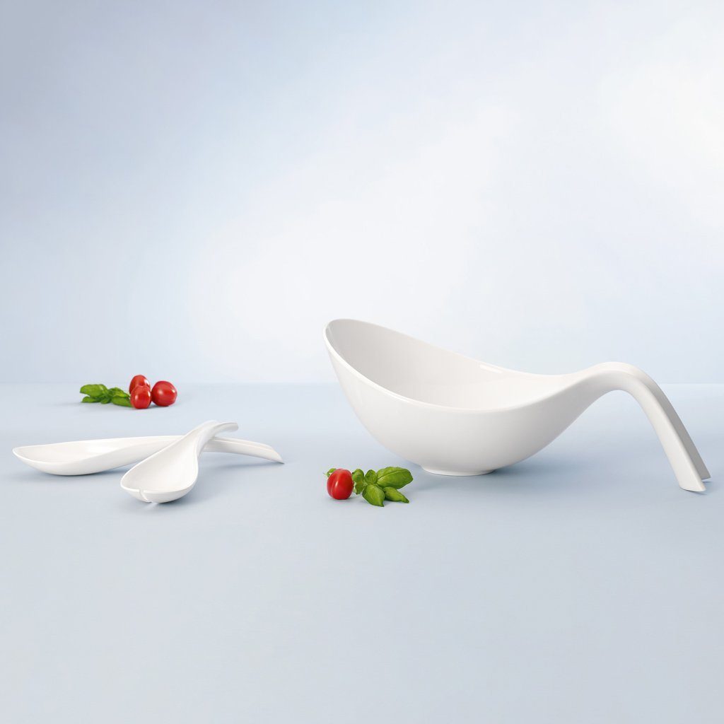 Villeroy & Boch Servier-Set Flow Salat-Set 3-teilig, Porzellan, (Set, 2-tlg), Premium Porcelain, mikrow.- & spülm.sicher, Made in Germany