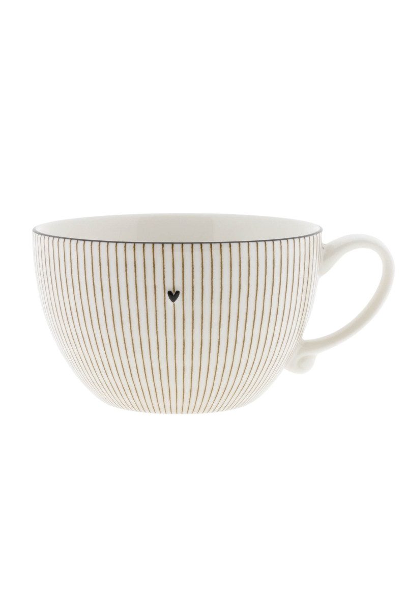 Geschirr-Set Bastion Collections Milchkaffee & Suppen Tasse - STRIPES - weiß