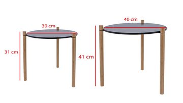 2friends Beistelltisch 2er Set Dekotische mit Bambusfüssen kombinierbar (2er Set Schwarze Tischplatte), 2 Tische 1x H31x Ø34cm 1x H41x Ø 40cm