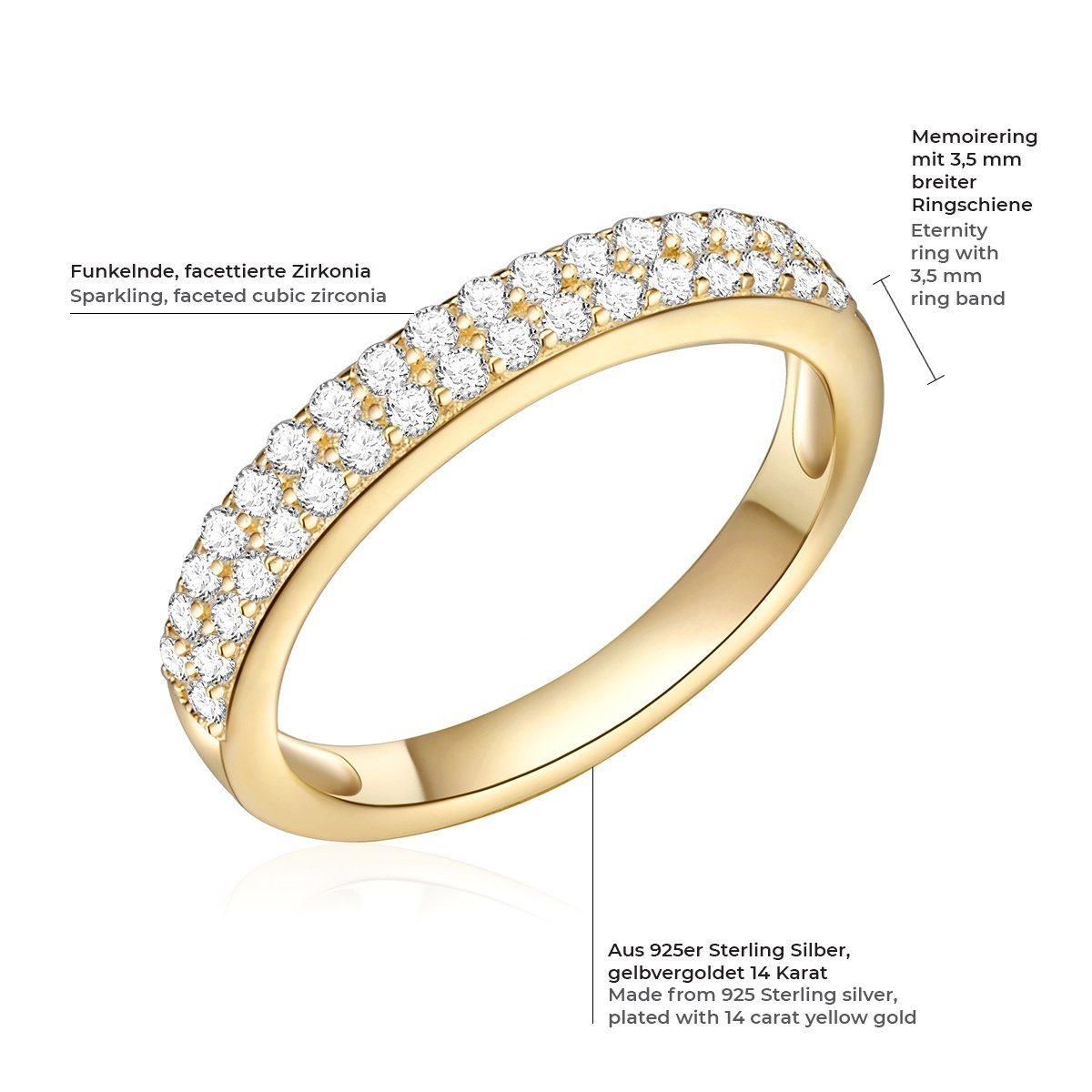 Rafaela Donata Silberring gelbgold, mit funkelnden Zirkonia-Steinen günstig online kaufen
