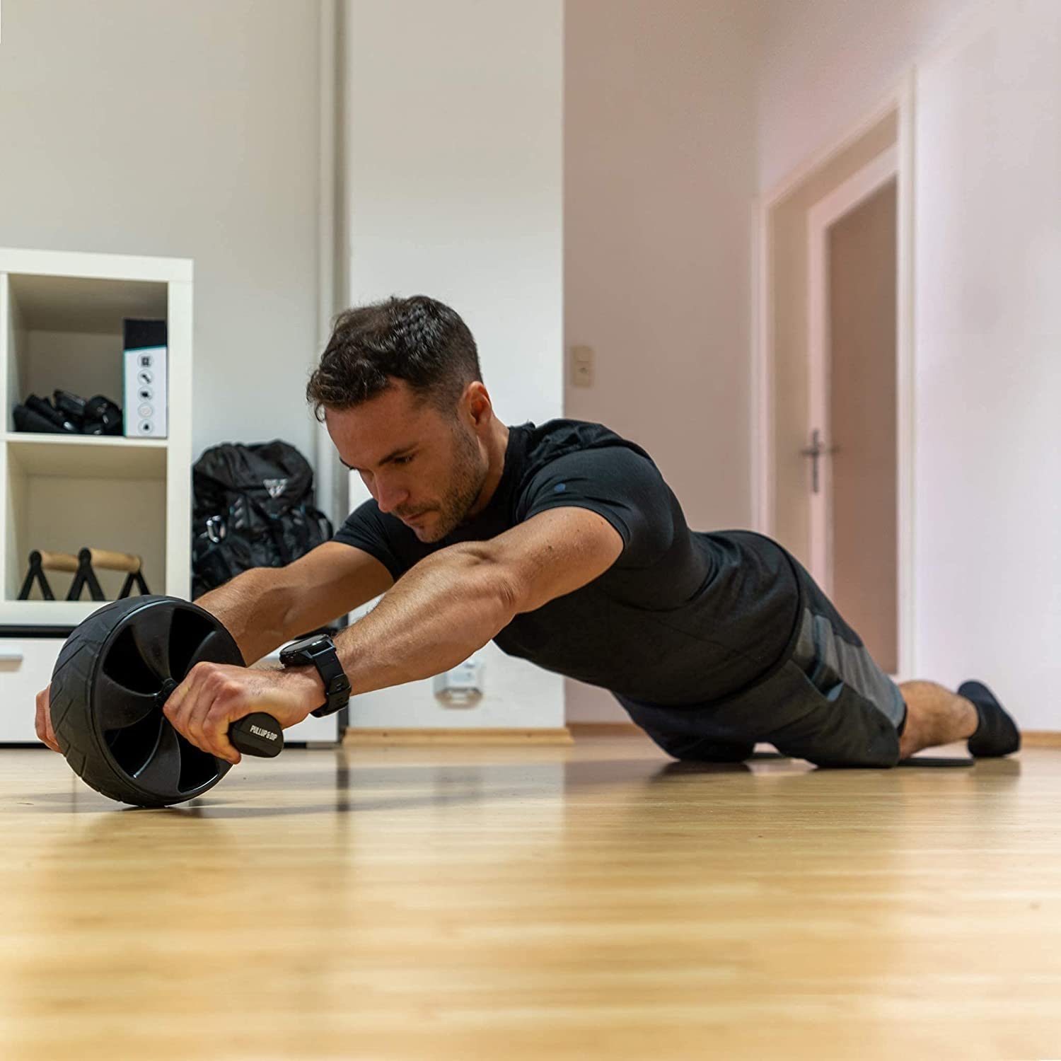 Pullup & Dip AB-Roller PULLUP & DIP Bauchroller mit ergon. Griffen & gepolsterten Kniematten, Ab Wheel mit ergonomischen Griffen und gepolsterten Kniematten
