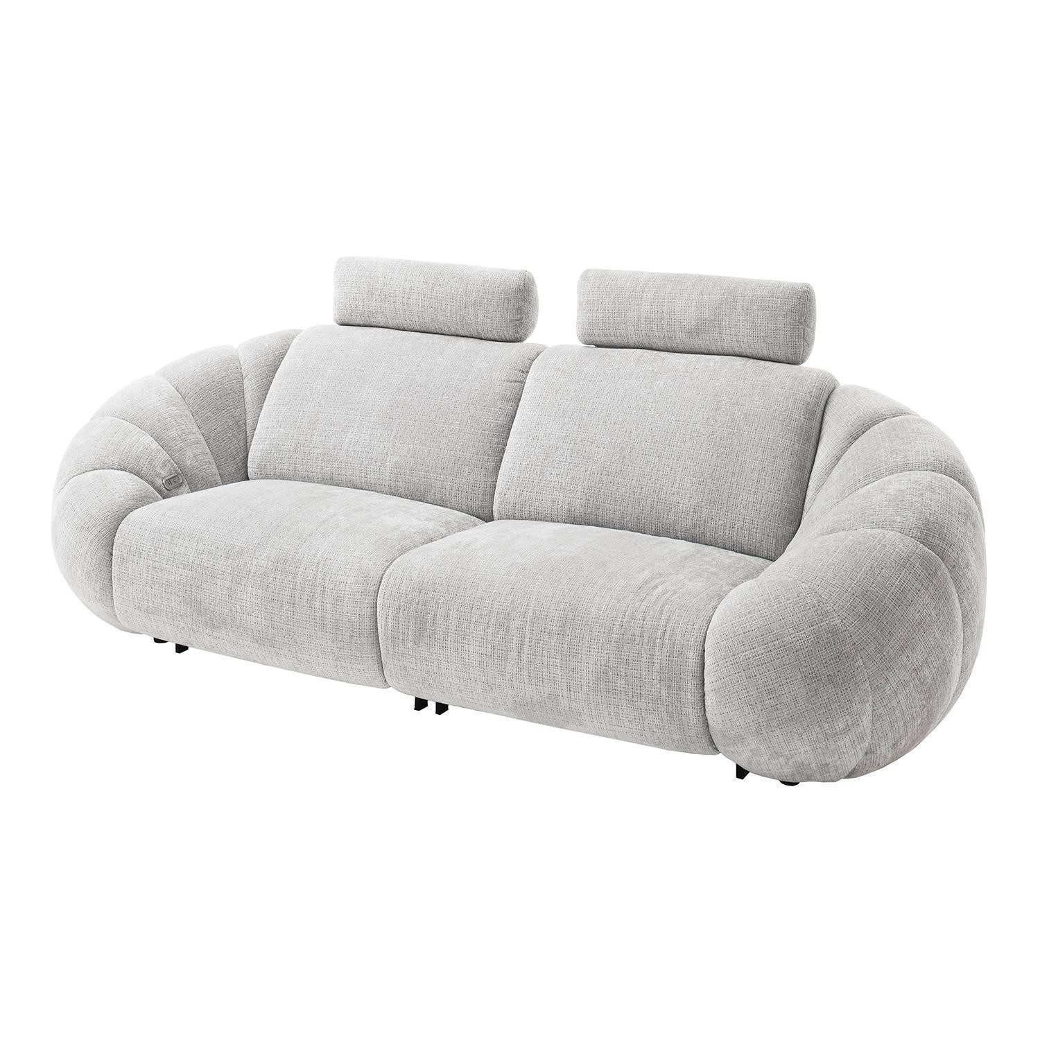 Big-Sofa KINSALE, Hellgrau, Stoffbezug, USB-Anschlüsse, elektr. Relaxfunktion, Kopfteilverstellung, B 265 x H 109 x T 103 cm