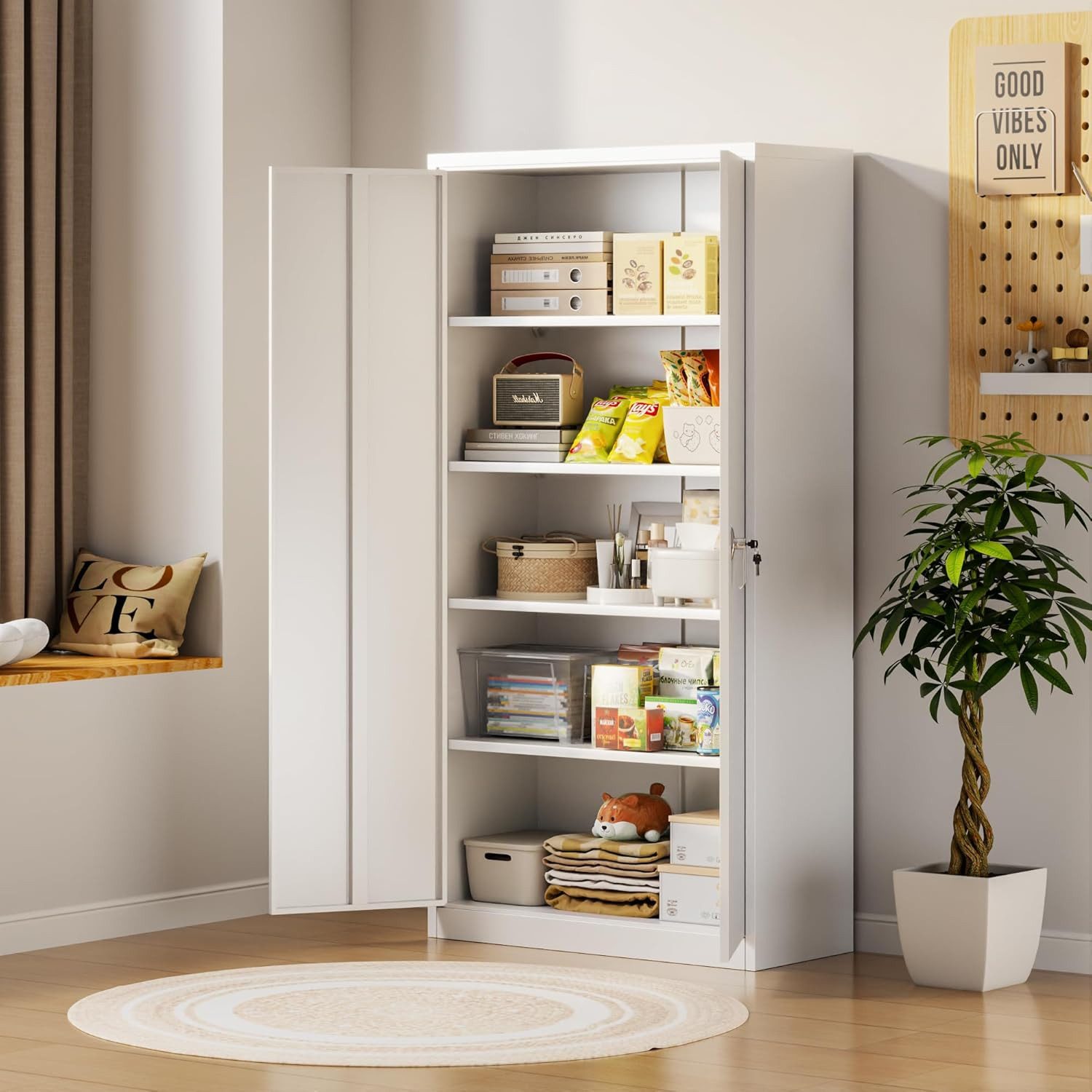 AOBABO Aktenschrank Pulverbeschichtung Metallschrank Mehrzweckschrank für günstig online kaufen