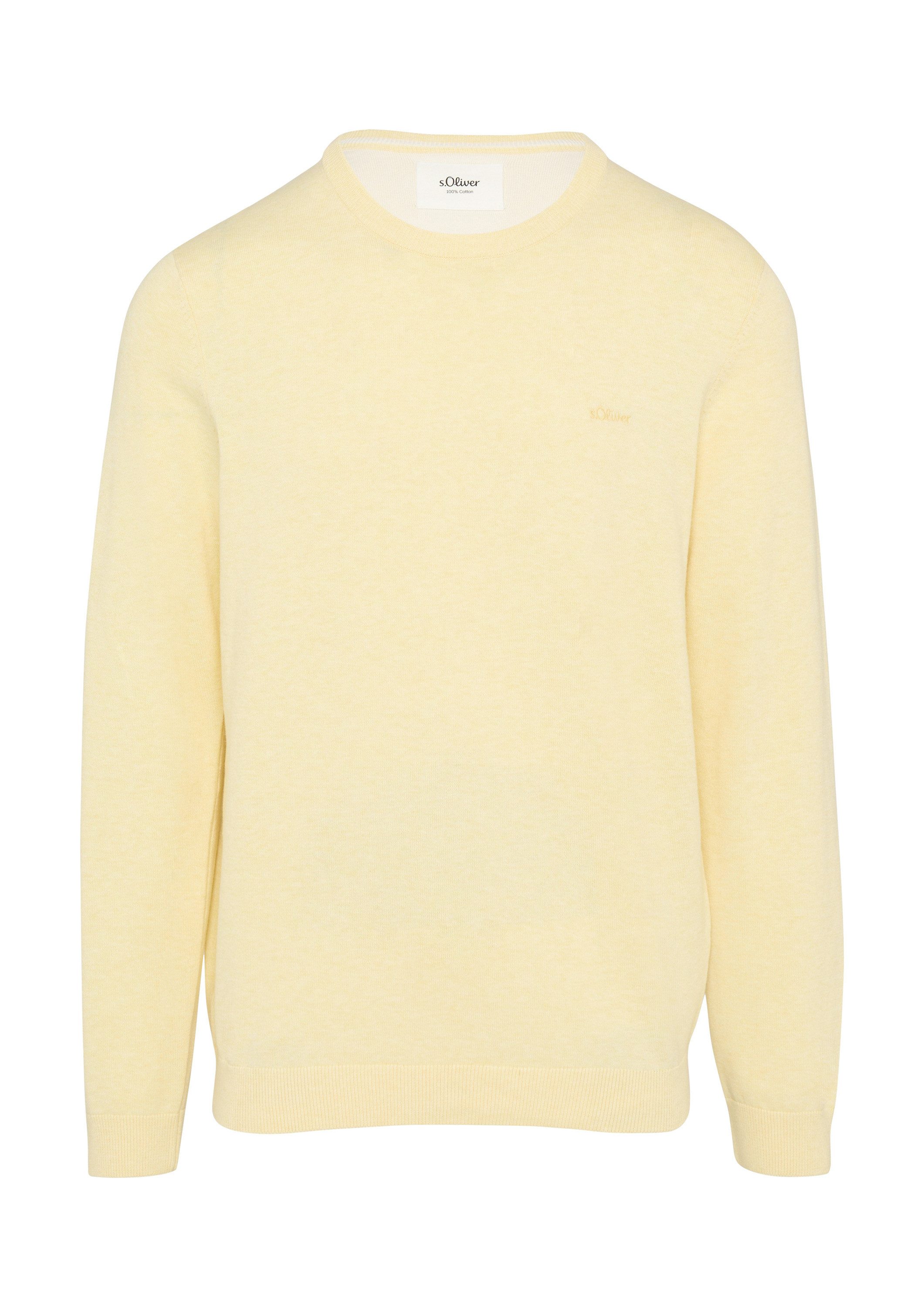 s.Oliver Longpullover Strickpullover Baumwollpullover mit Logo-Stickerei