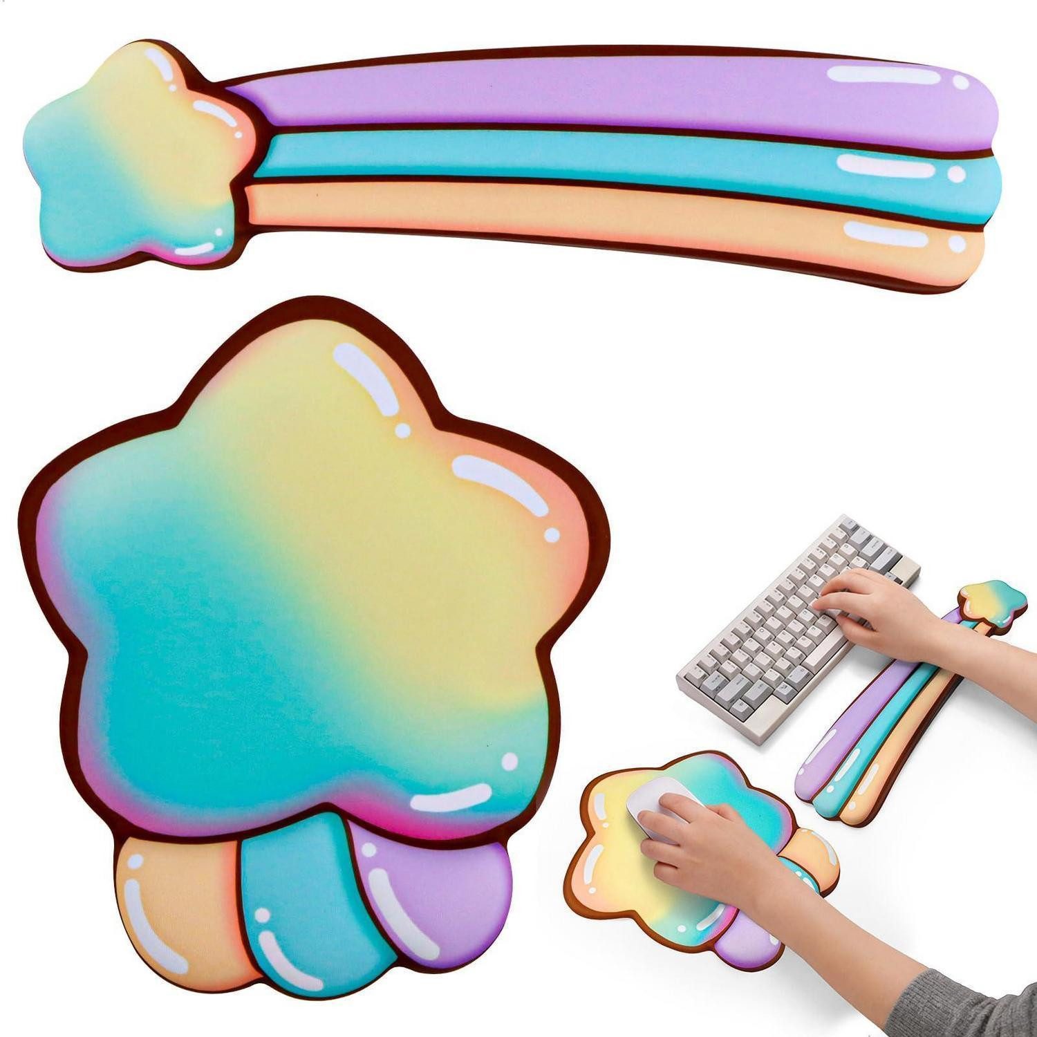 LuxusKollektion Tastatur-Handballenauflage Mauspad Tastatur Set Memory Schaum SternenDesign (1-St)