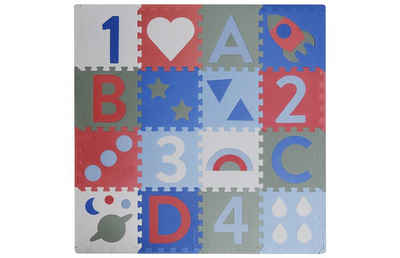 KINDSGUT Spielmatte Puzzle (16-St), Aron, für den Boden aus Puzzleteilen, Perfekt zum Krabbeln, Toben und Spielen, Zahlen lernen, schöne Motive und dezente Farben, Bodenmatte