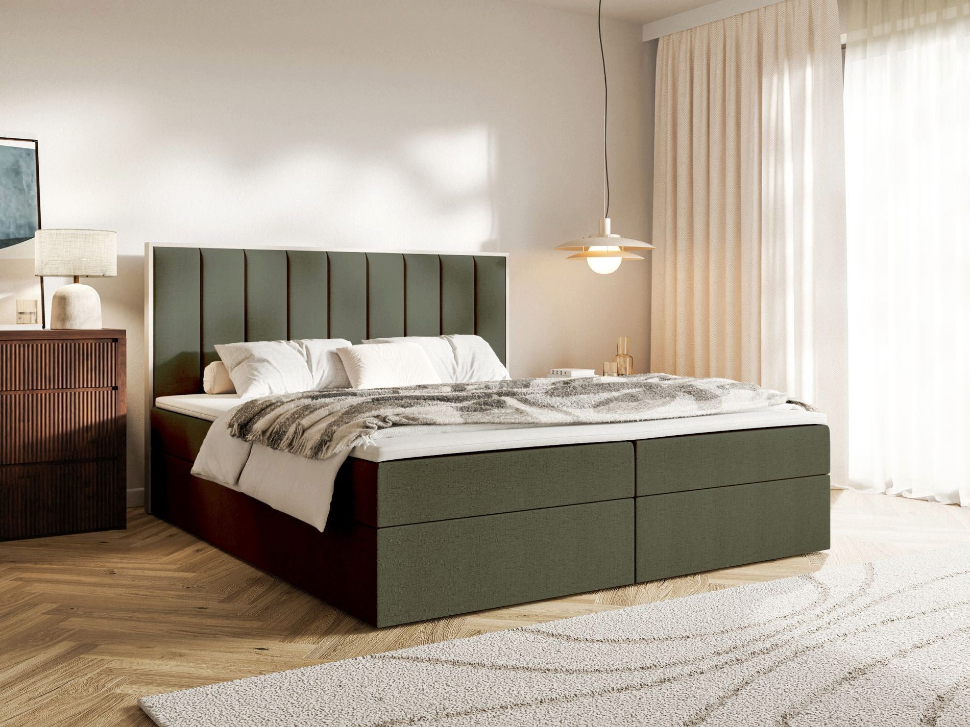 Selsey Boxbett TOGENTS, mit Bettkasten, Topper & Matratze, Chenille hydrophob