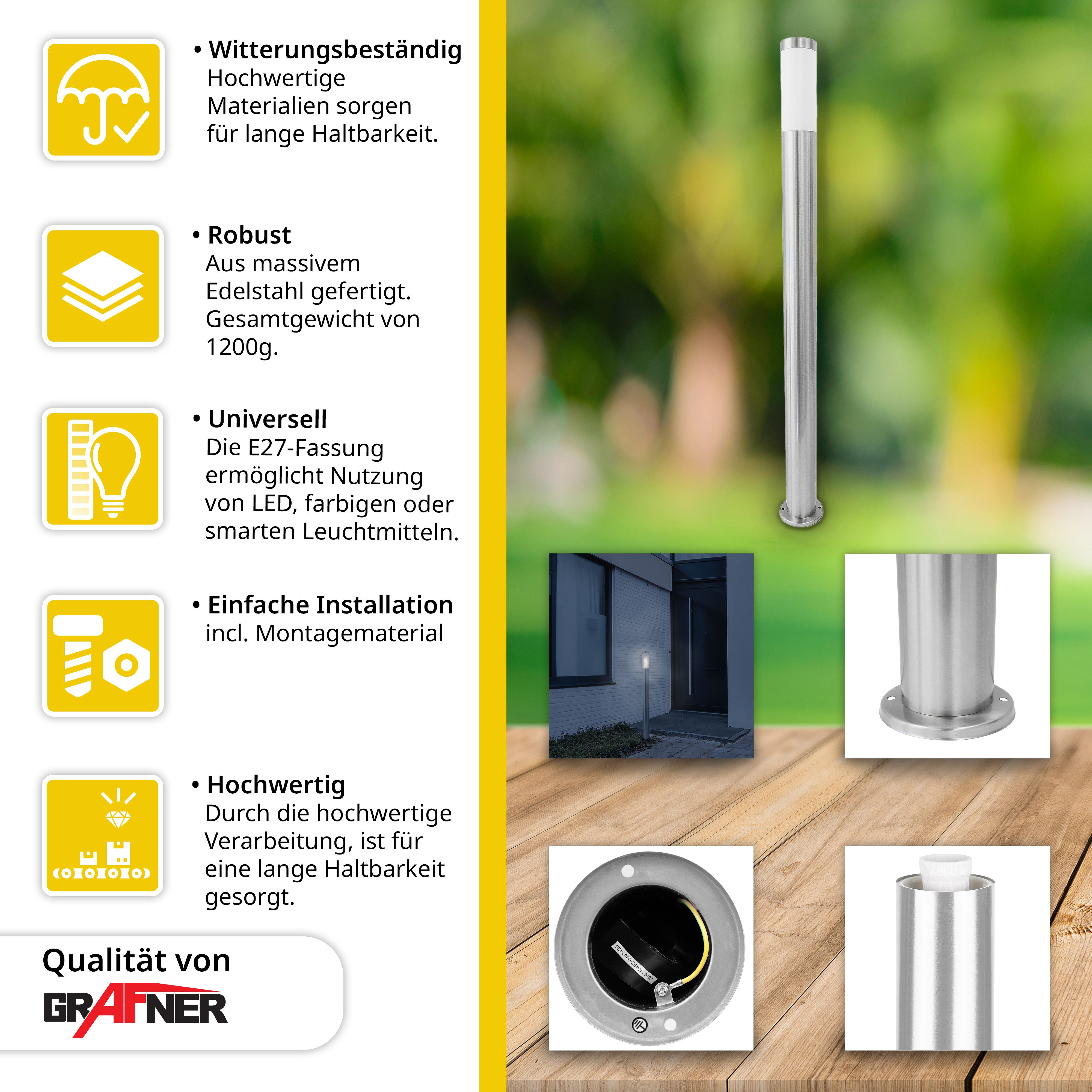 Grafner Gartenleuchte Wegleuchte Edelstahl Gartenlampe 100 günstig online kaufen