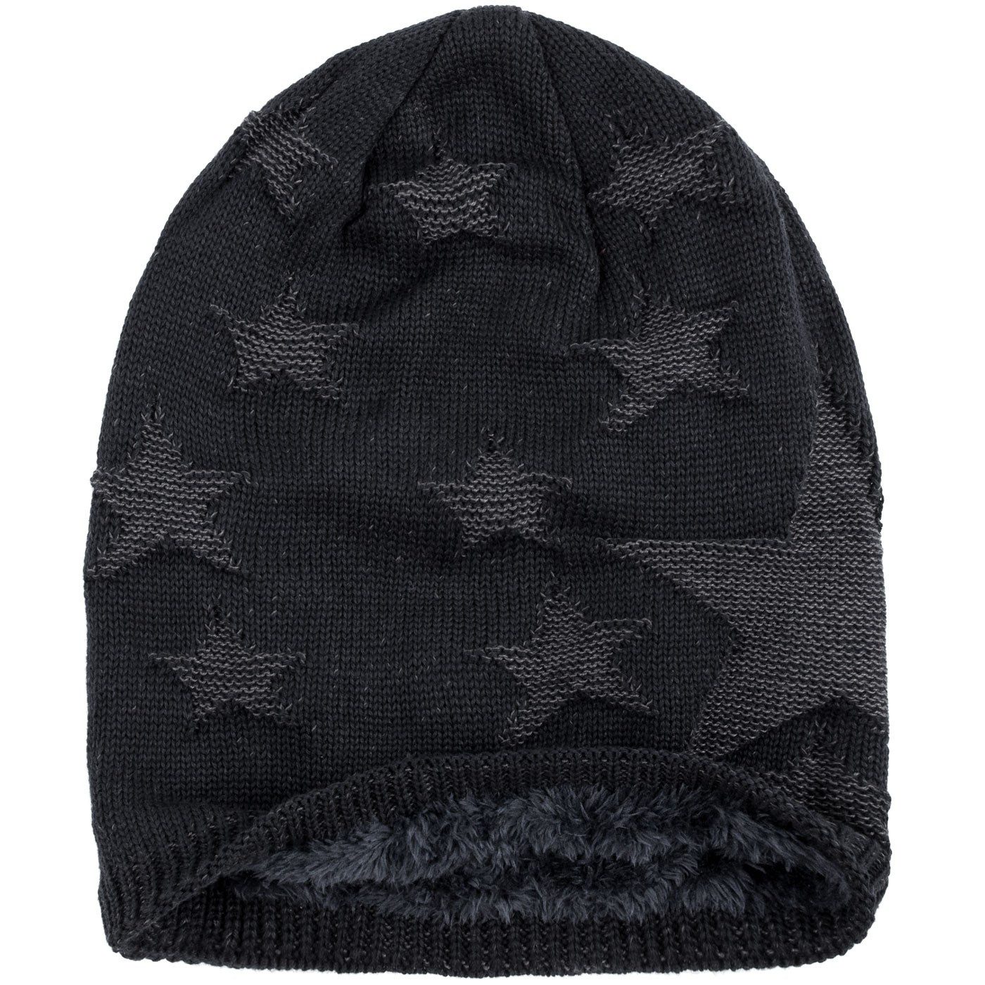 compagno Strickmütze (1-St) Sternen Wintermütze warm gefütterte Beanie Mütze Stern