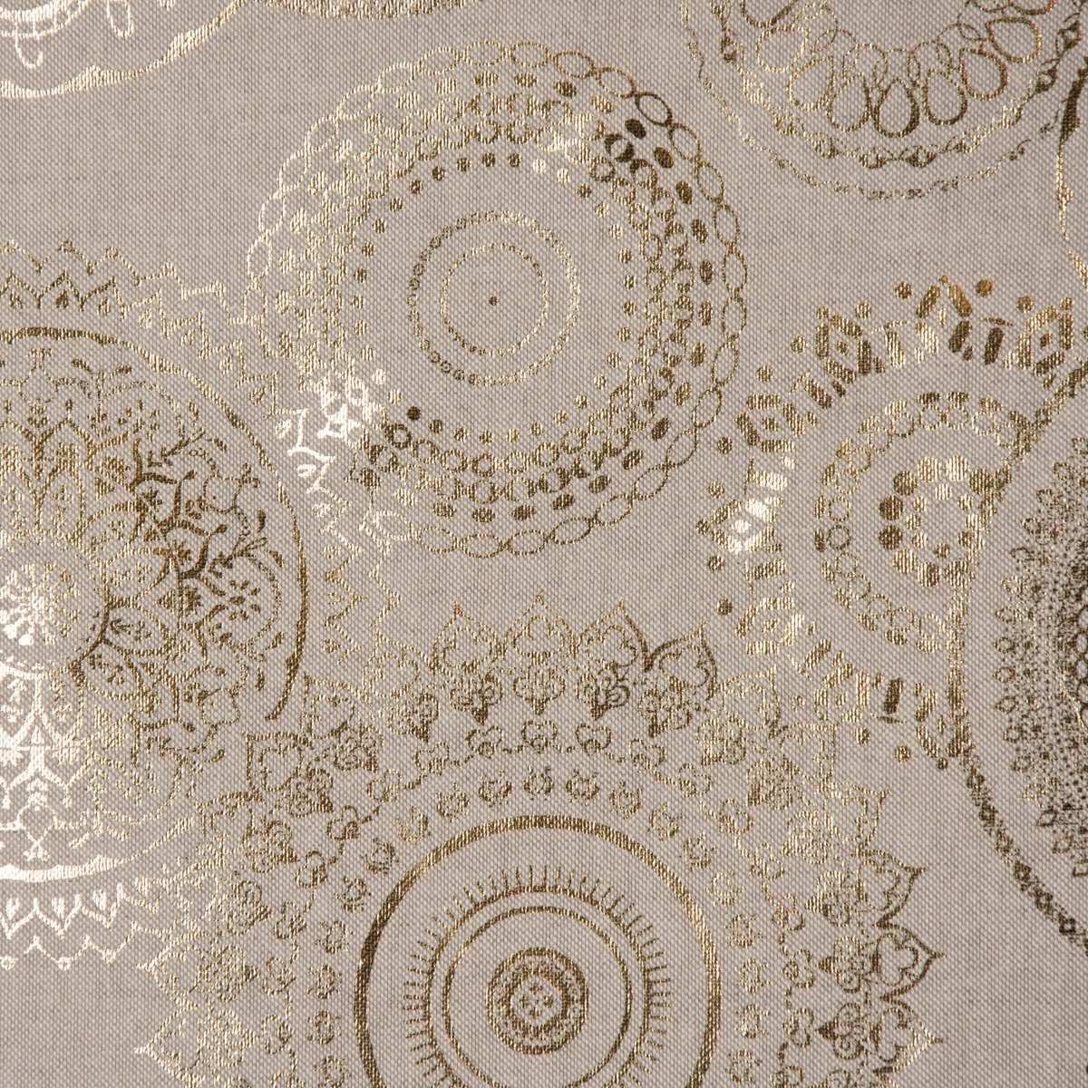 Vorhang SCHÖNER LEBEN. Baumwolle, gold Mandalas (1 LEBEN., SCHÖNER handmade, natur in vorgewaschen Vorhang Germany, Smokband metallic blickdicht, 245cm, made St)