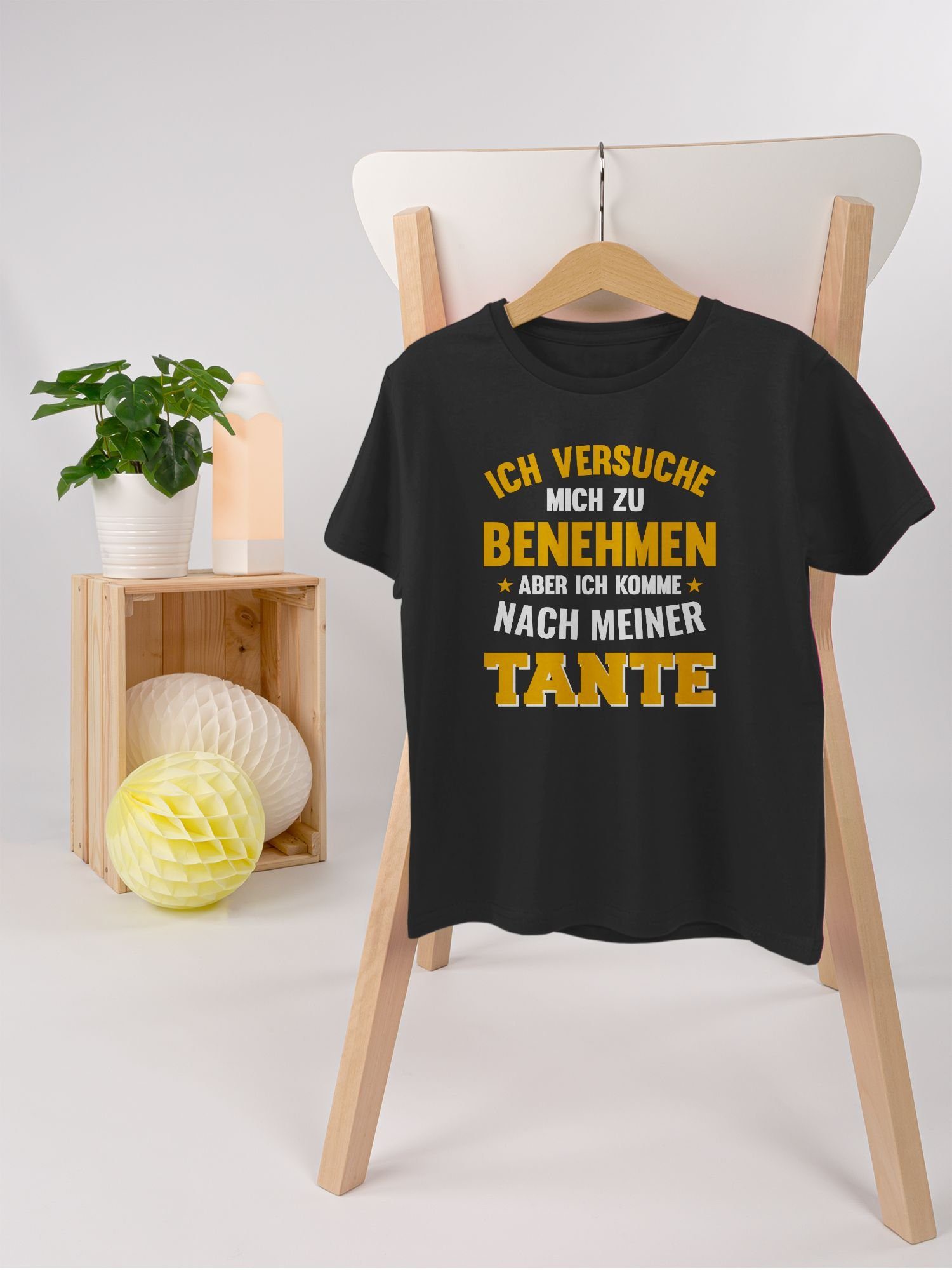 benehmen Tante Shirtracer zu T-Shirt aber komme meiner Schwarz orange ich Ich 1 nach Sprüche versuche Kinder mich Statement