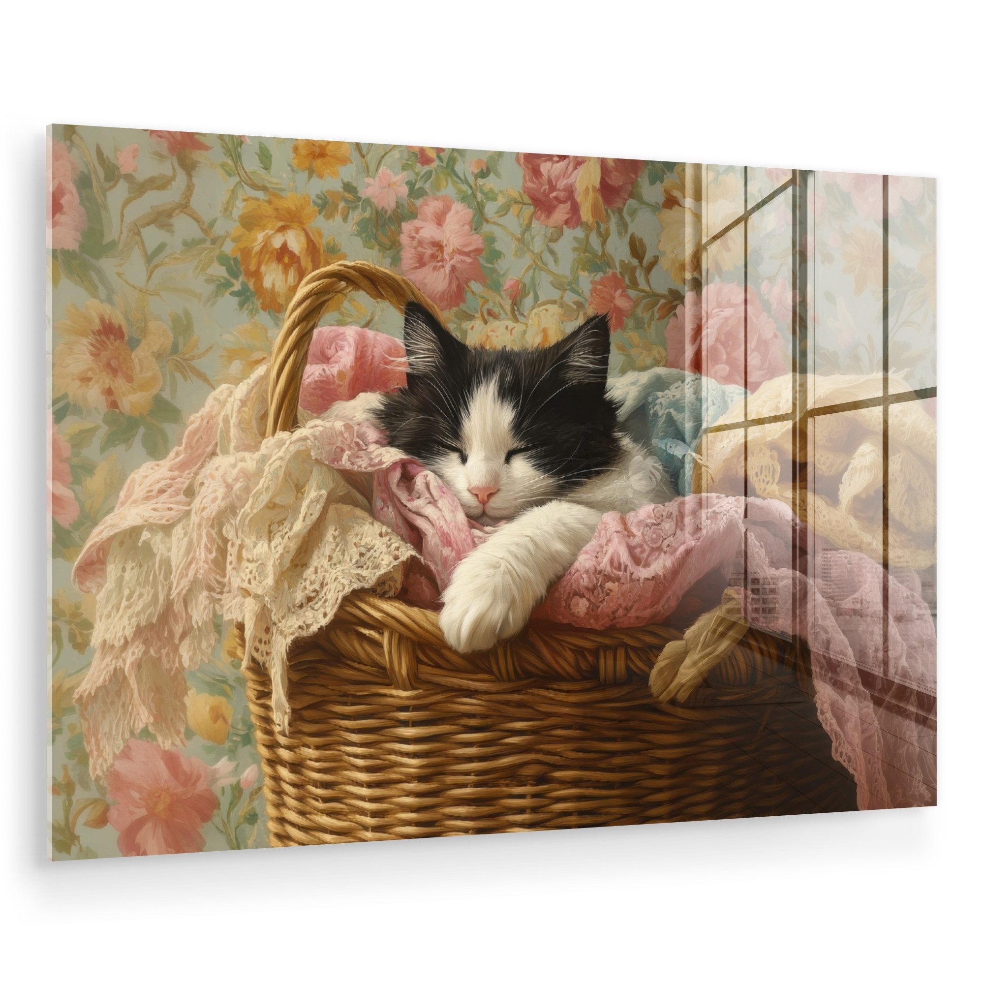 Katze - Blumendruck - Korb