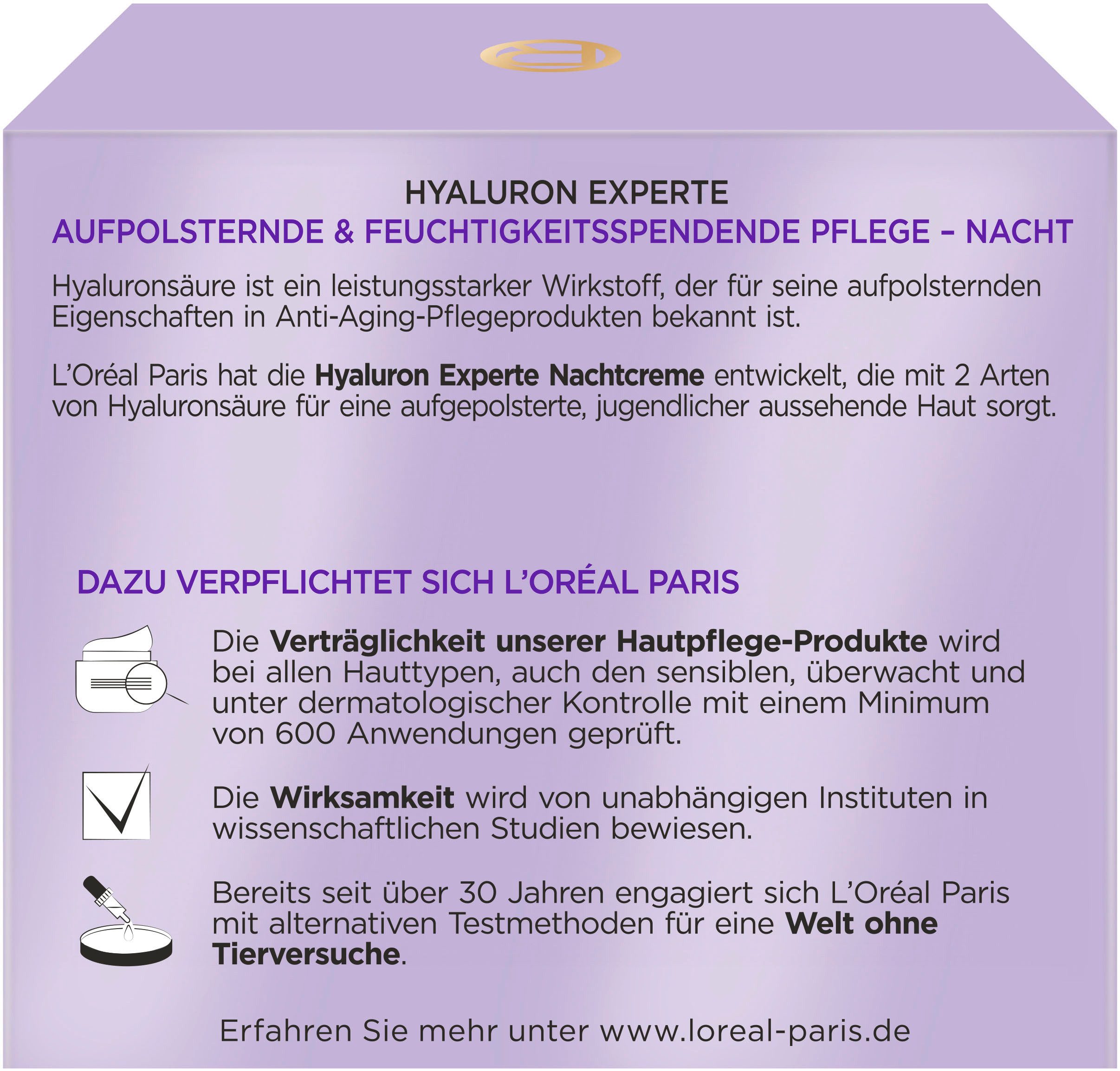 L'ORÉAL PARIS Nachtcreme Hyaluron Experte Nachtcreme & Maske, mit reichhaltiger Formel