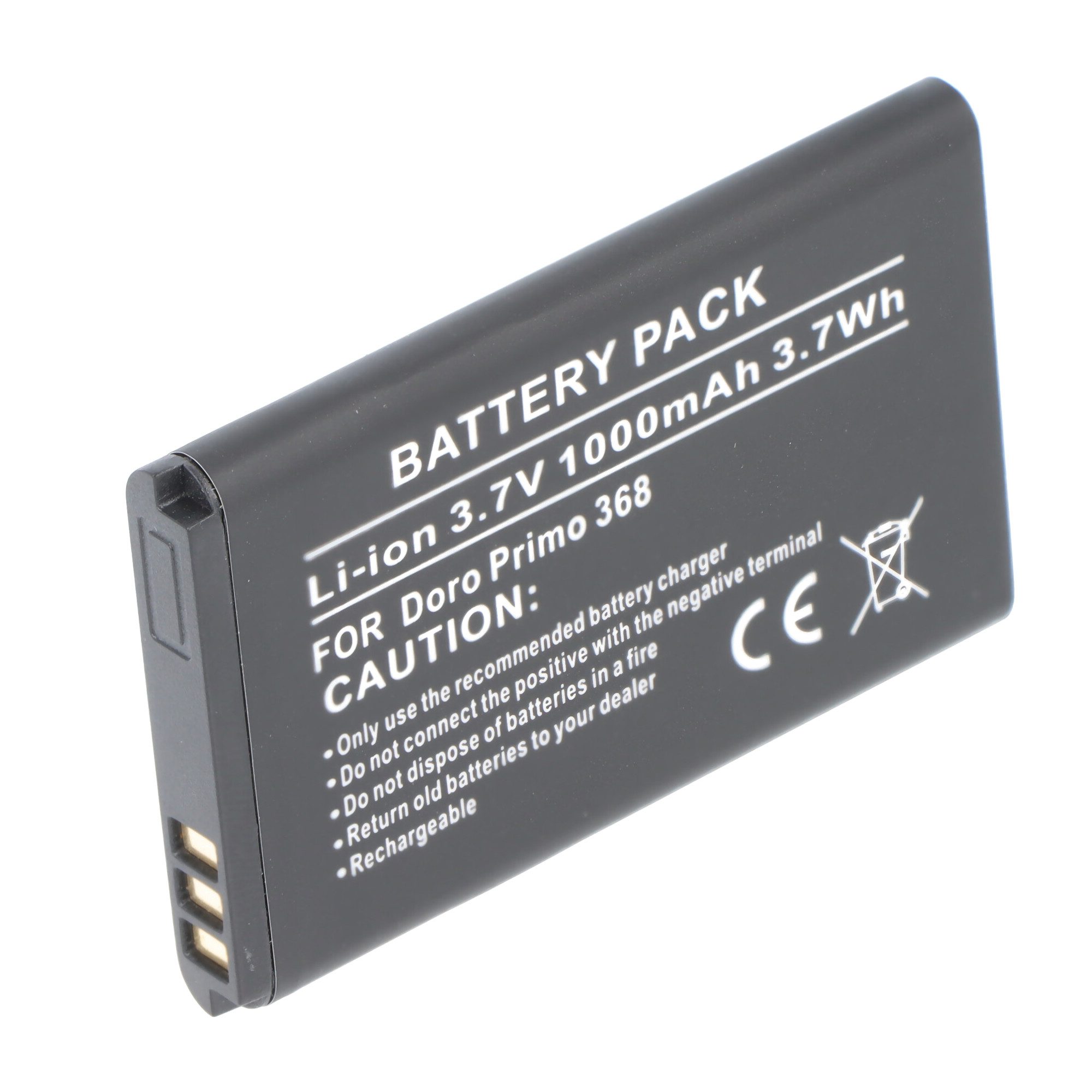 AccuCell Akku passend für Doro Primo 368, Maße 53,1x33,8x5,4mm, Li-ion Doro RC Akku 1000 mAh (3,7 V)